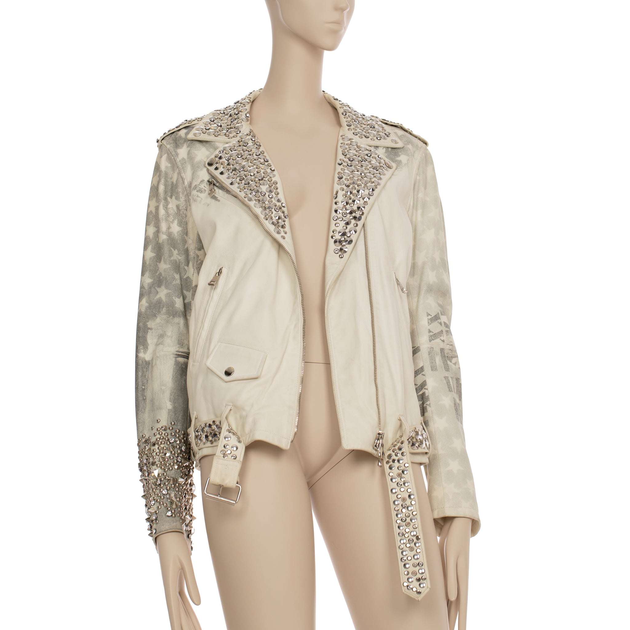 Balmain By Christophe Decarnin Studded Leather Biker Jacket 42 FR