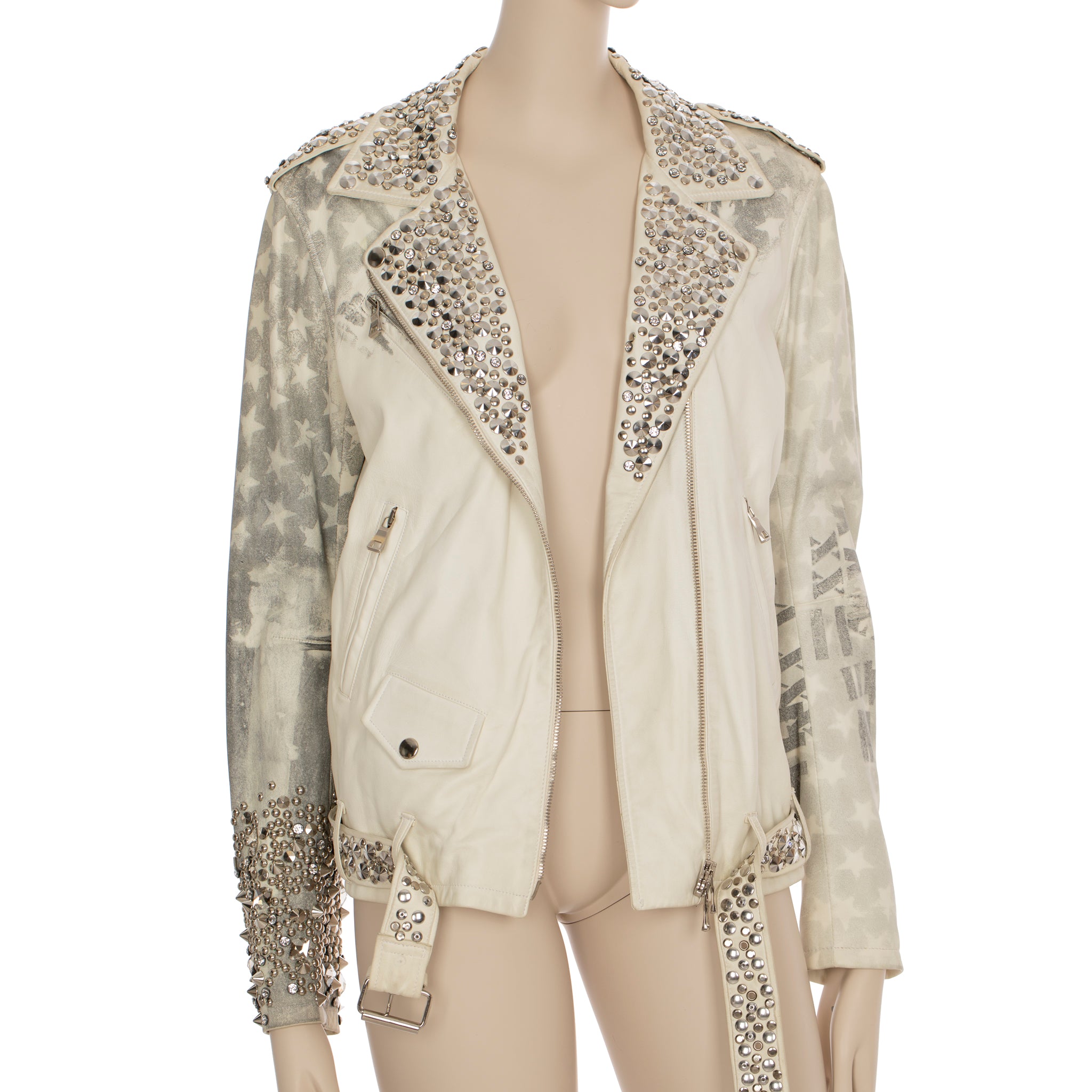 Balmain By Christophe Decarnin Studded Leather Biker Jacket 42 FR
