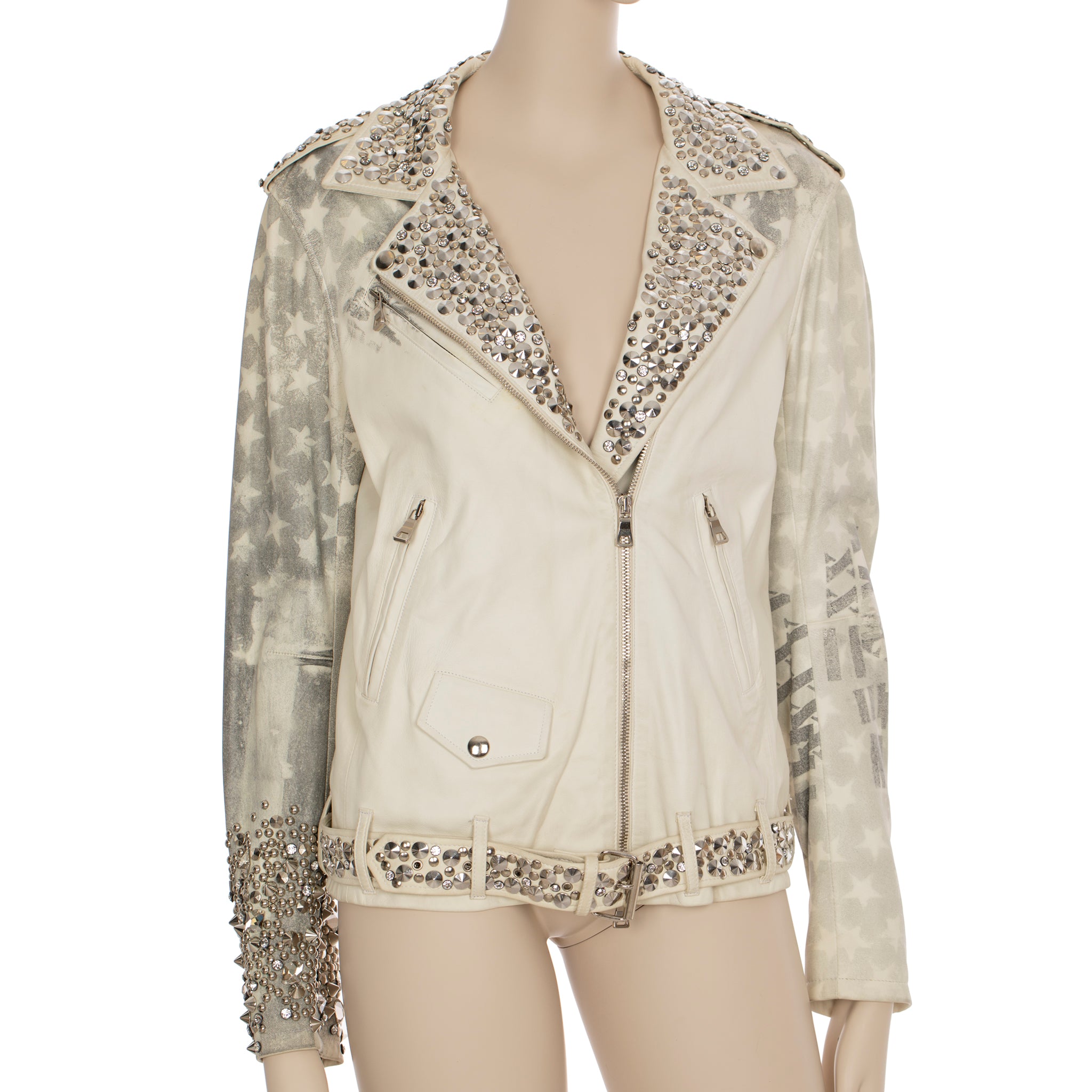 Balmain By Christophe Decarnin Studded Leather Biker Jacket 42 FR