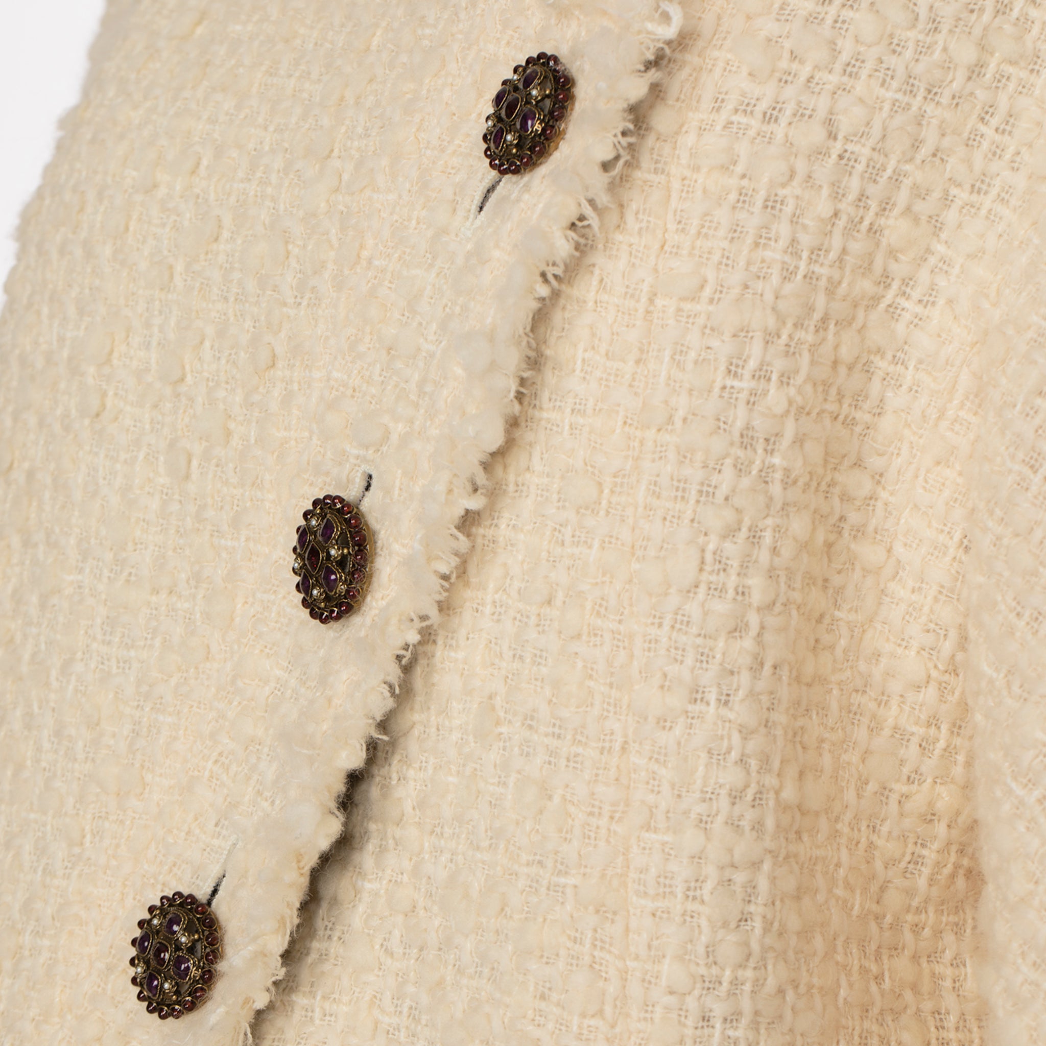 Chanel Cream Tweed Jacket With Plaid Lining 42 FR