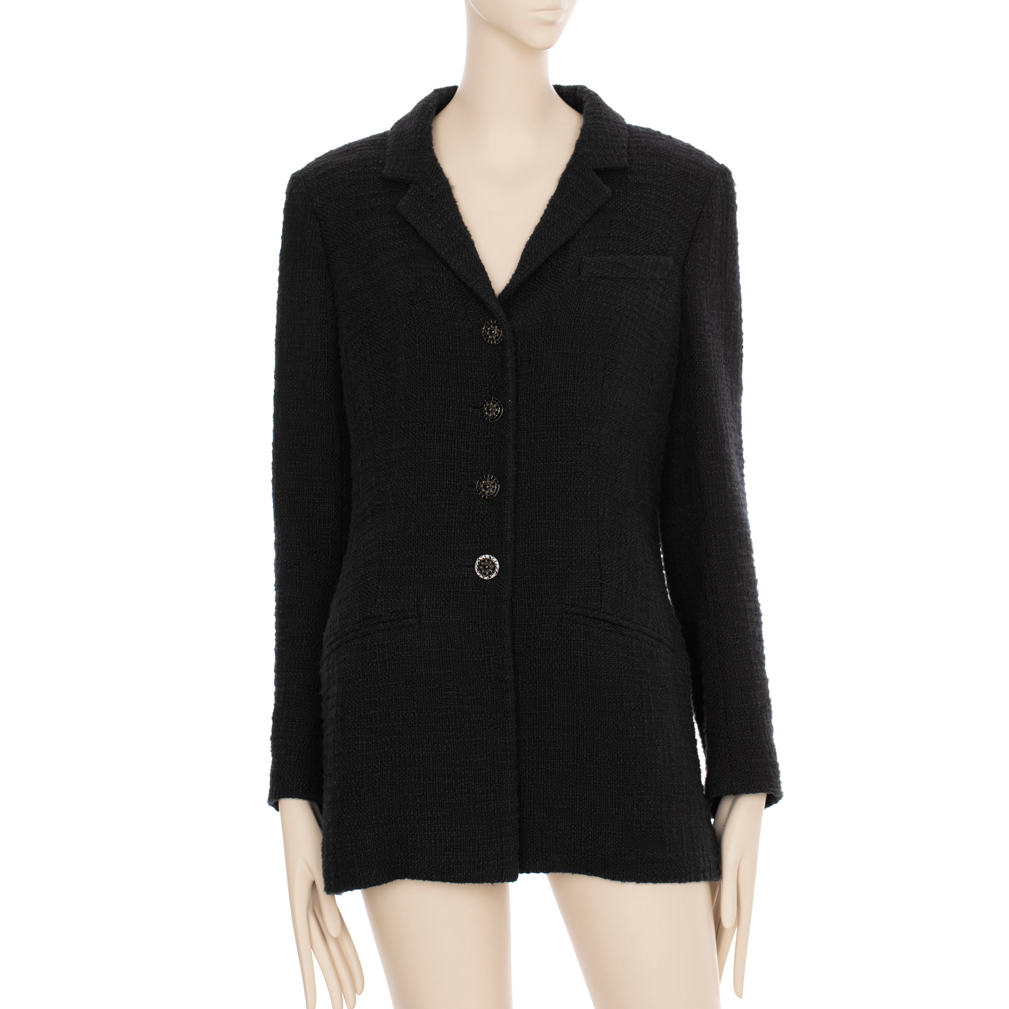 Chanel Black Tweed Blazer 42 FR