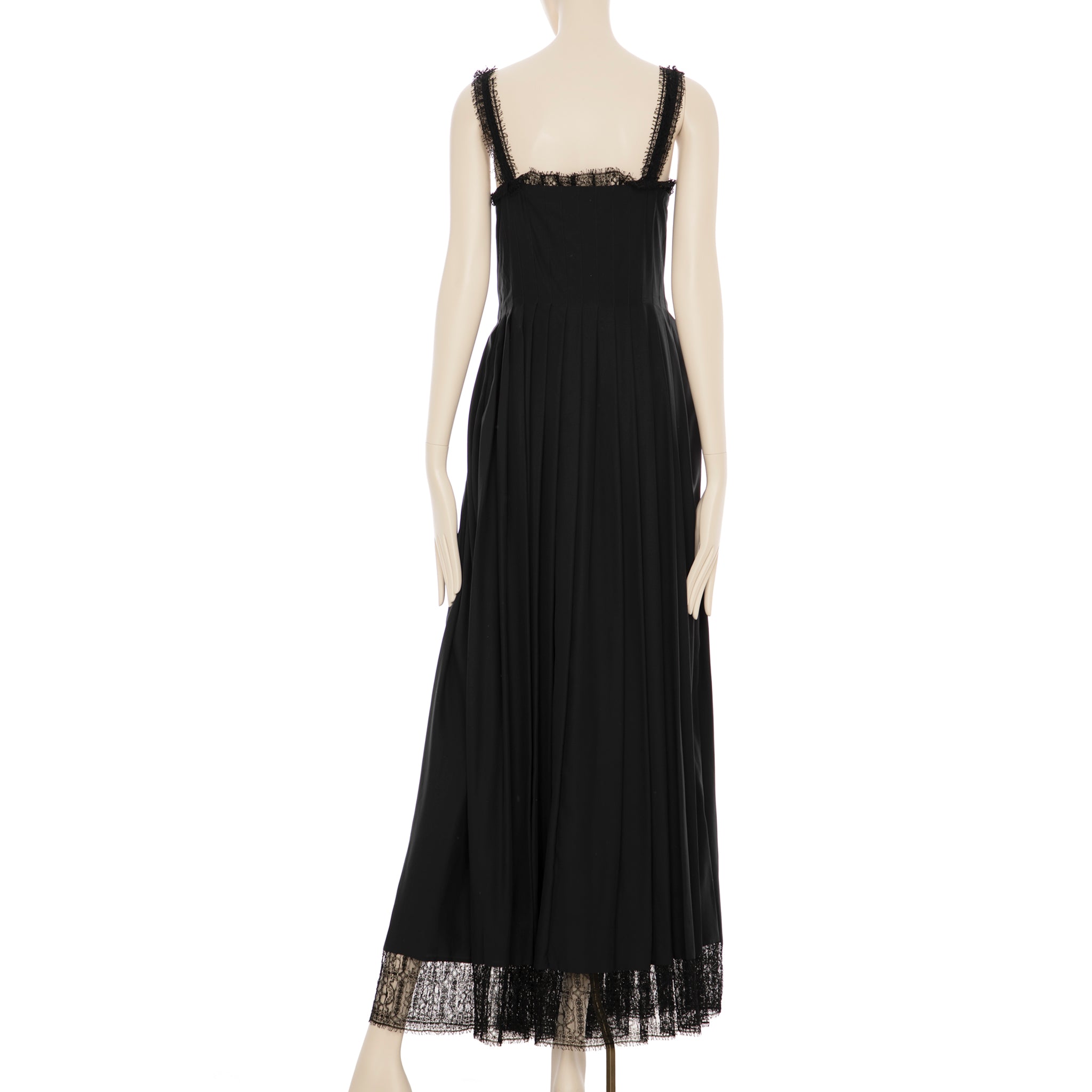 Chanel Black Dress With Lace & Faux Pearl Buckle 42 FR