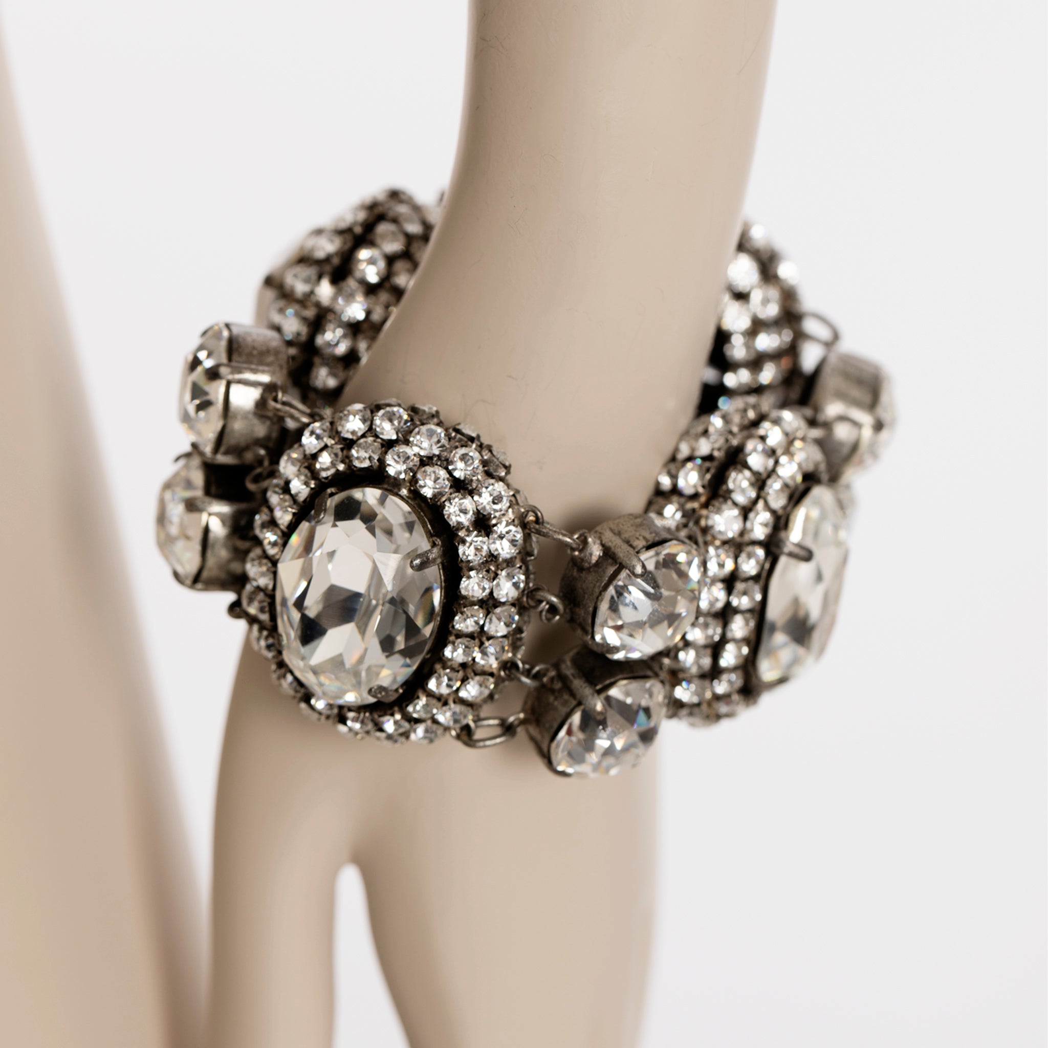 Balenciaga Edition Vintage Oval Crystal Rhinestone Cuff