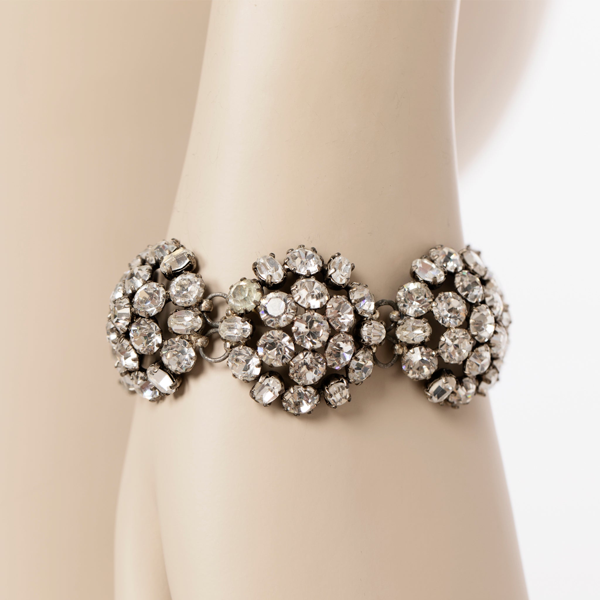 Balenciaga Edition Vintage Dome Crystal Rhinestone Cuff