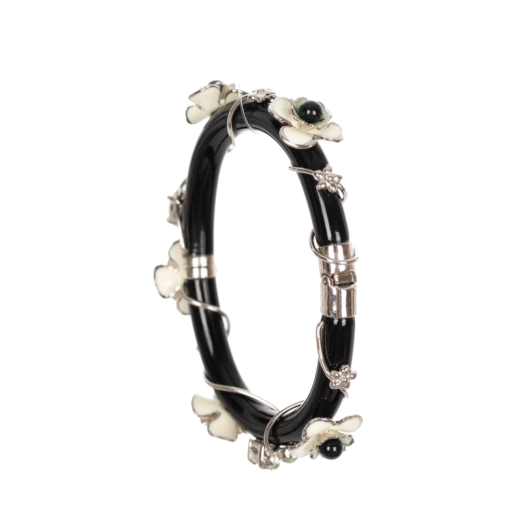 Prada Black & Ivory Flower Design Bracelet