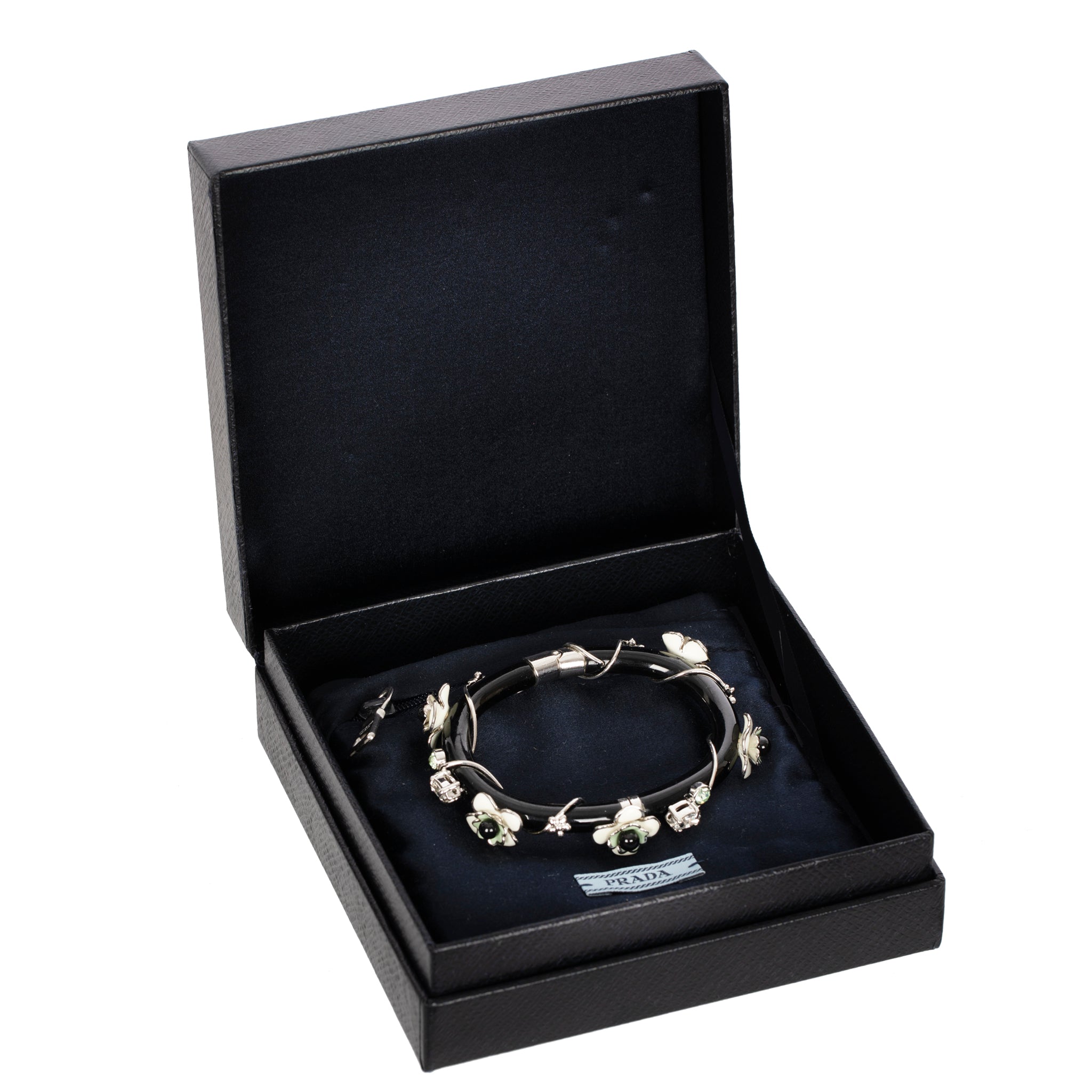 Prada Black & Ivory Flower Design Bracelet