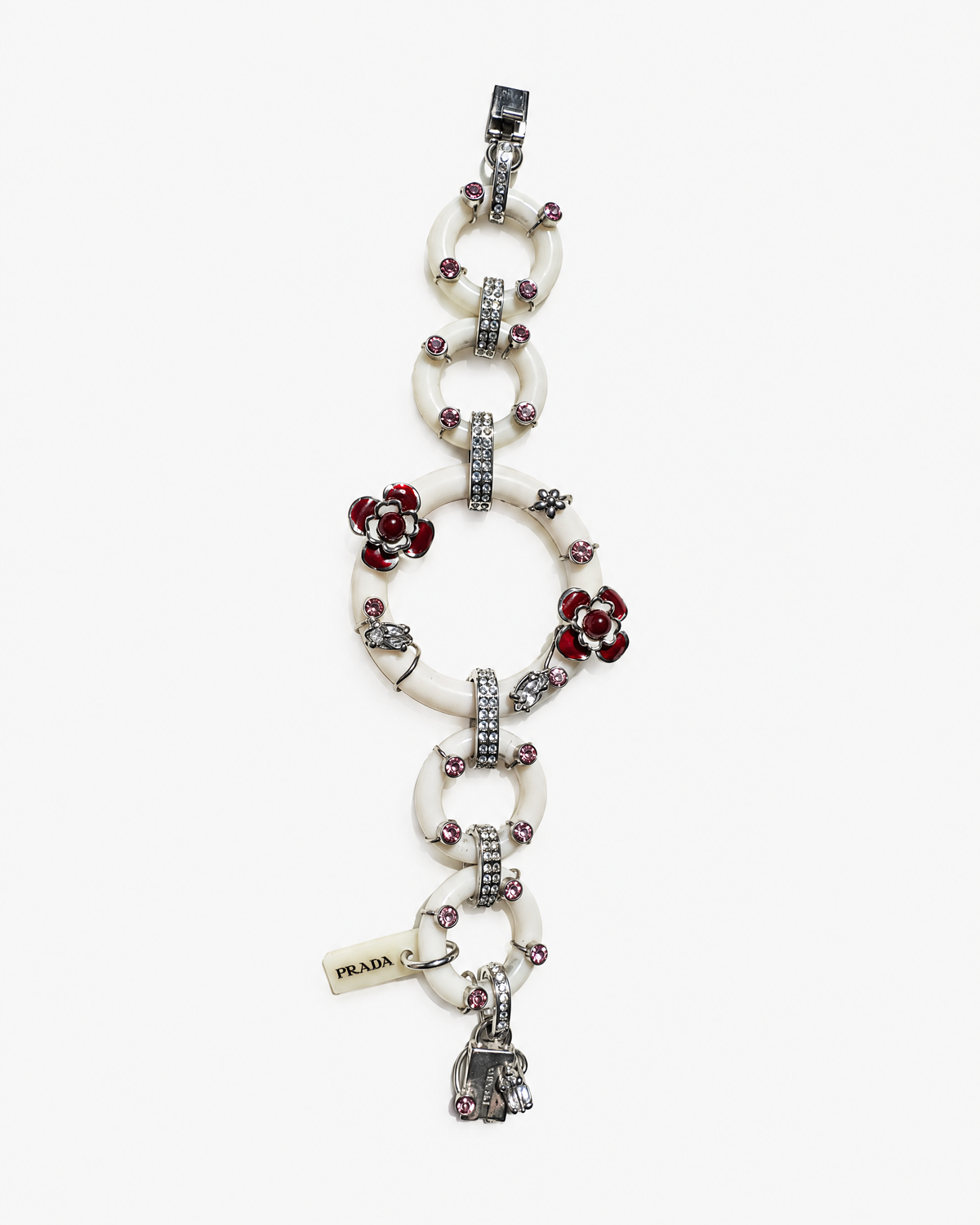 Prada White, Red and Pink Bloom Resin & Enamel Bracelet