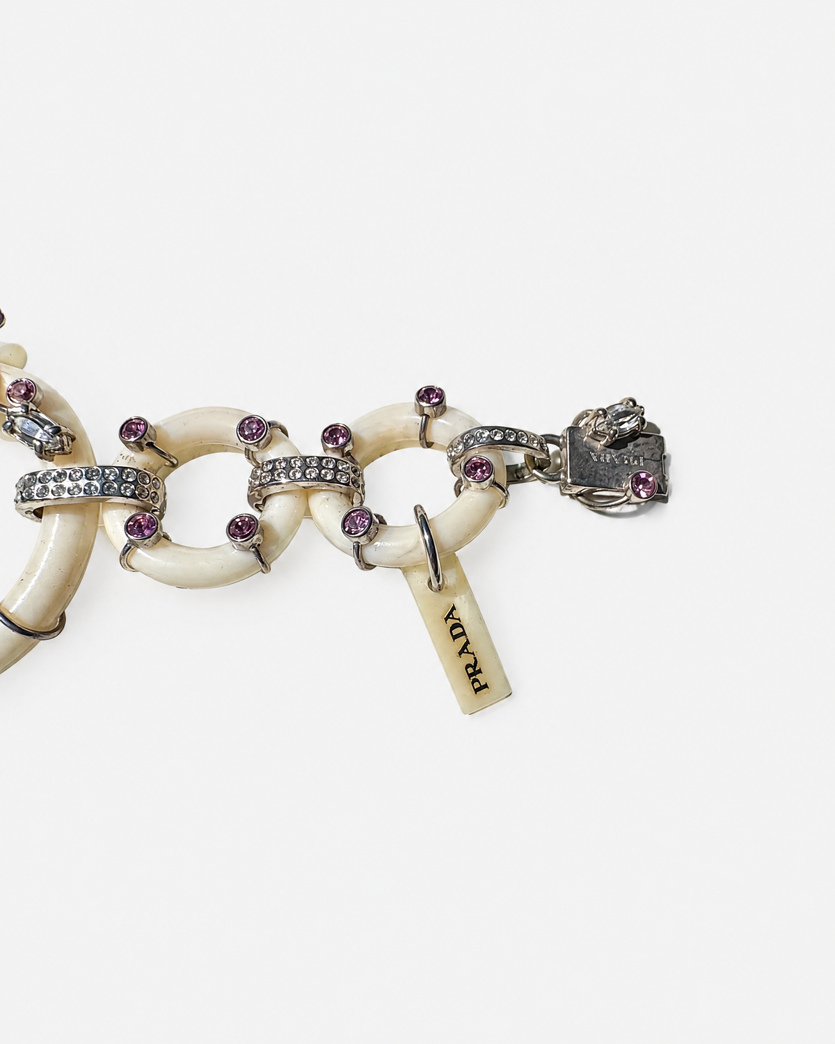 Prada White, Red and Pink Bloom Resin & Enamel Bracelet