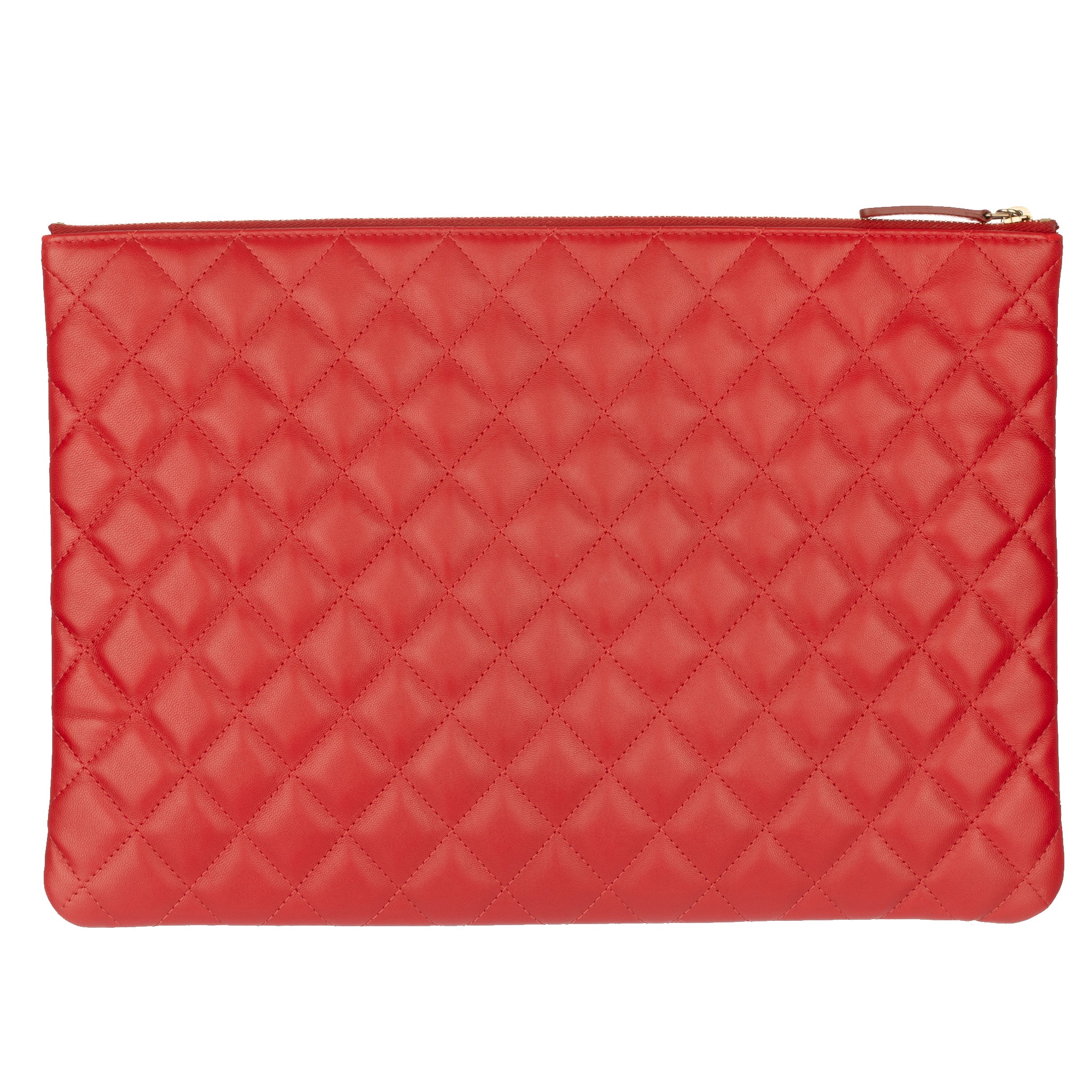 Chanel Red Quilted Lambskin Clutch
