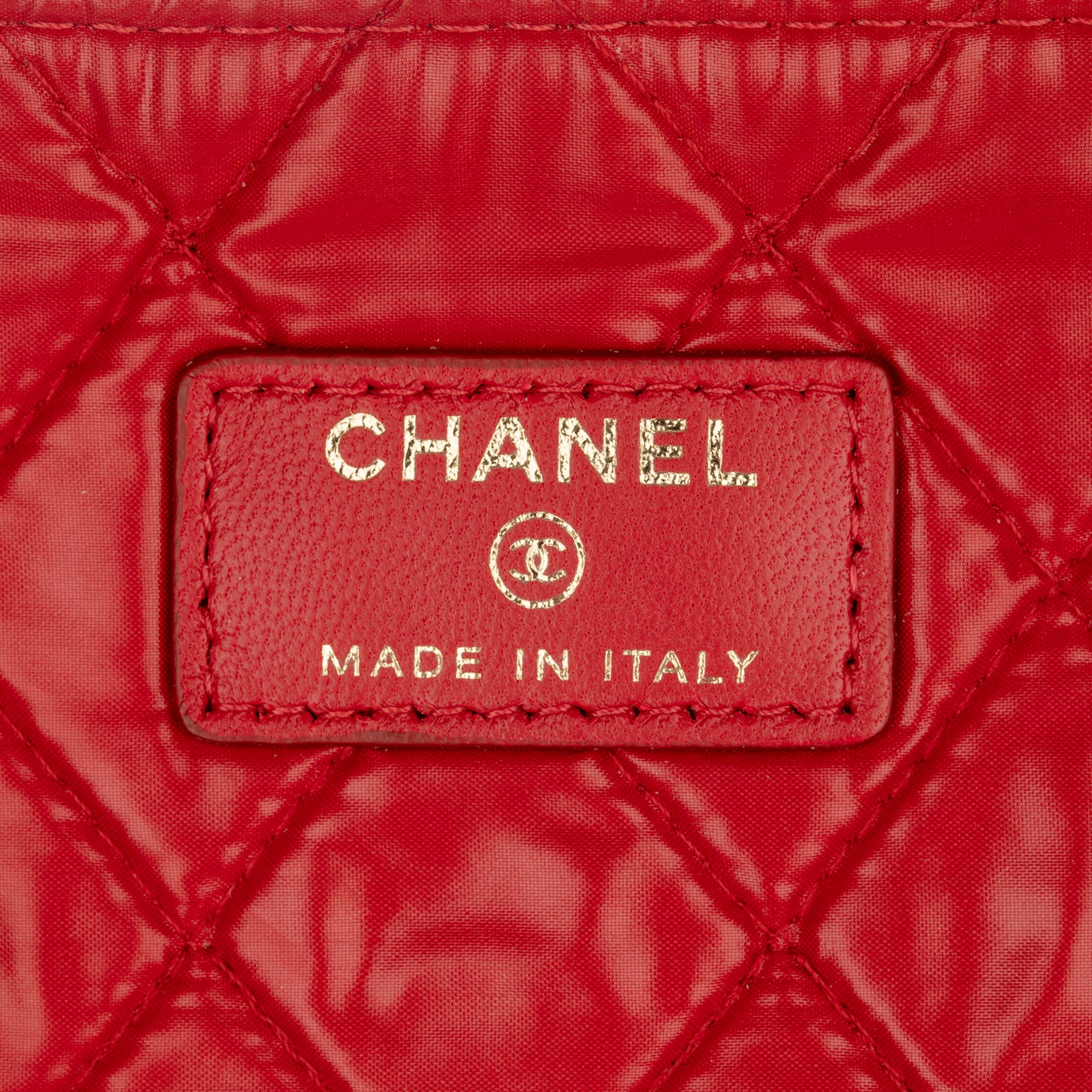 Chanel Red Quilted Lambskin Clutch