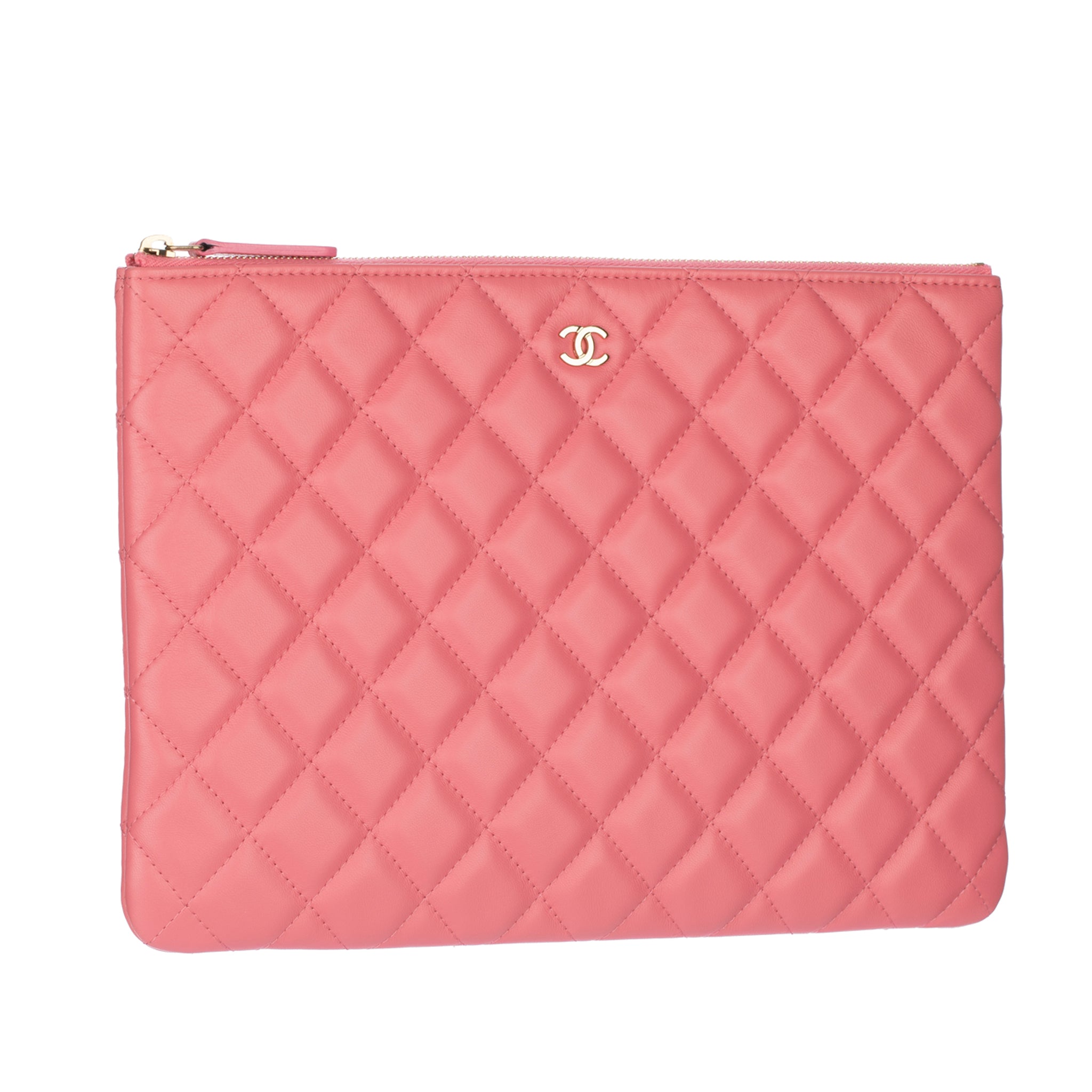 Chanel Pink Quilted Lambskin Clutch