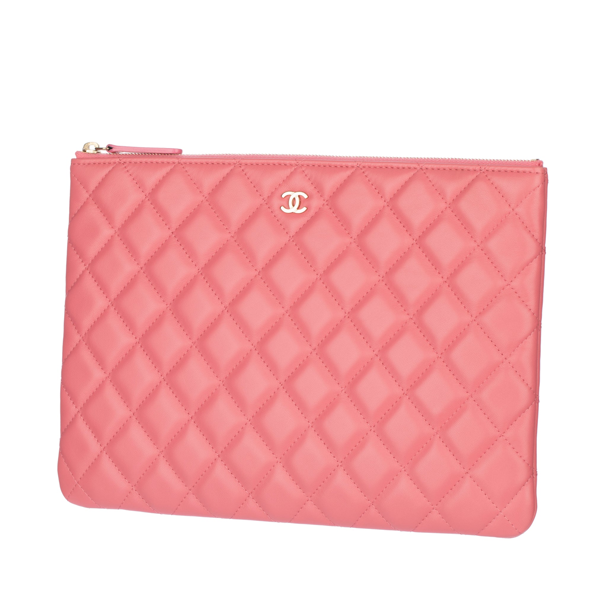 Chanel Pink Quilted Lambskin Clutch