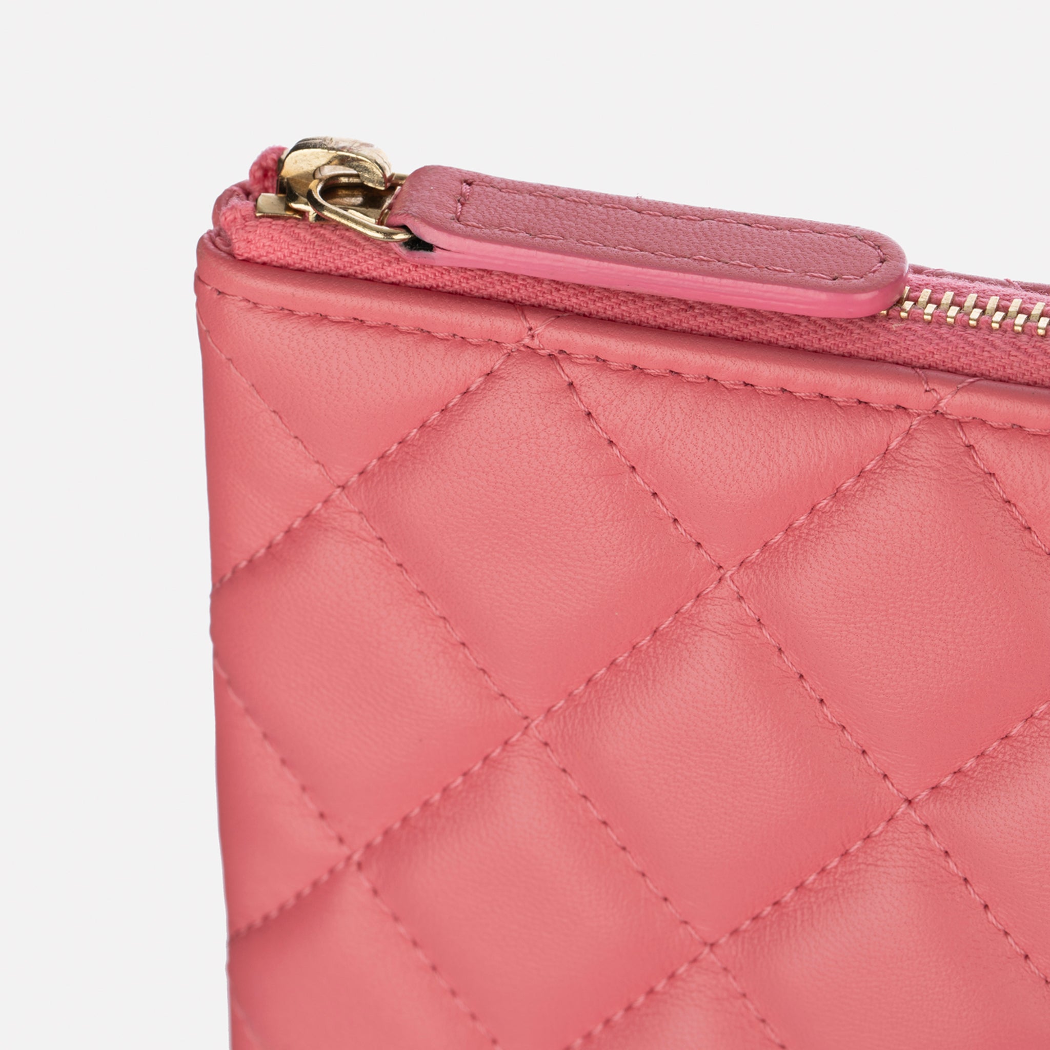 Chanel Pink Quilted Lambskin Clutch