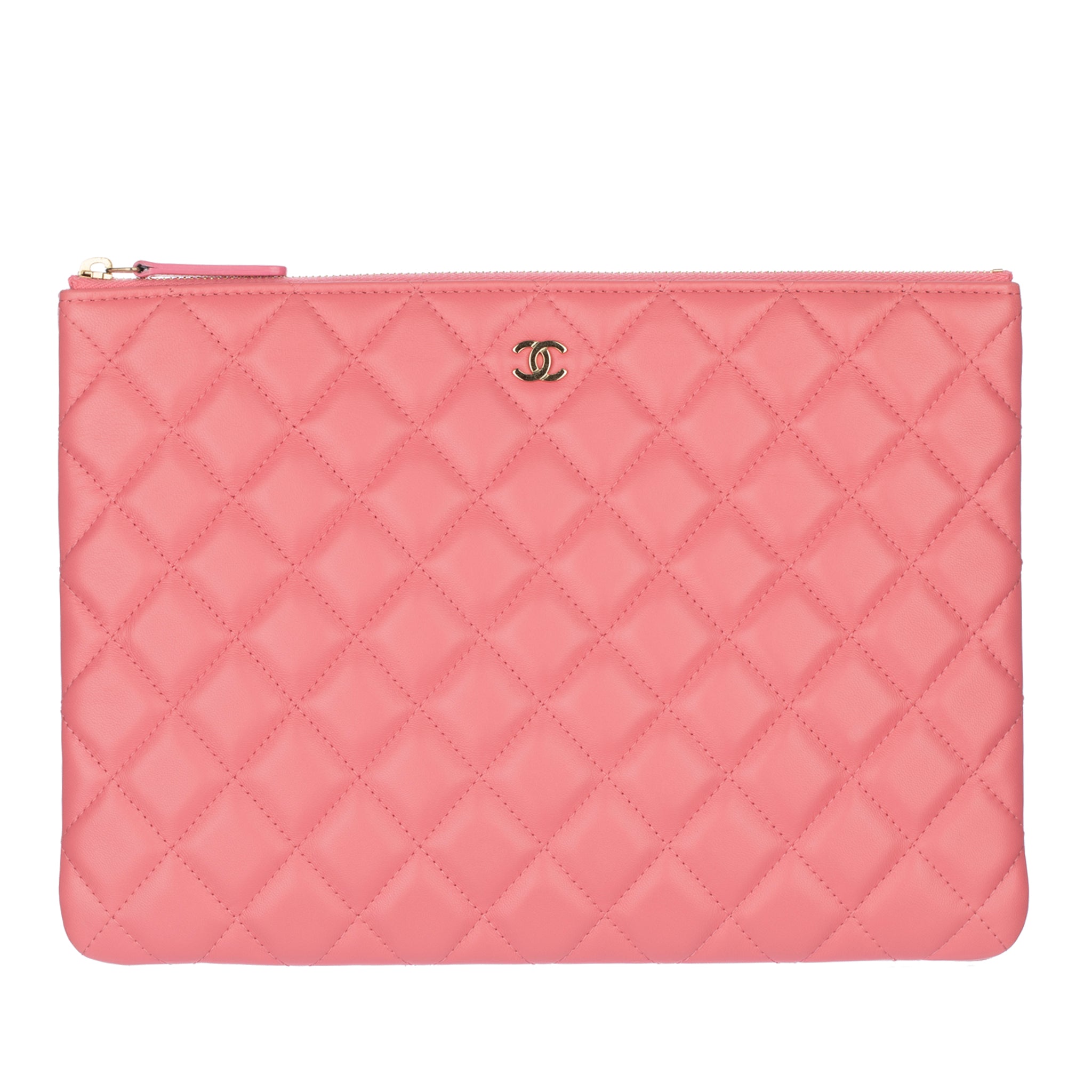 Chanel Pink Quilted Lambskin Clutch