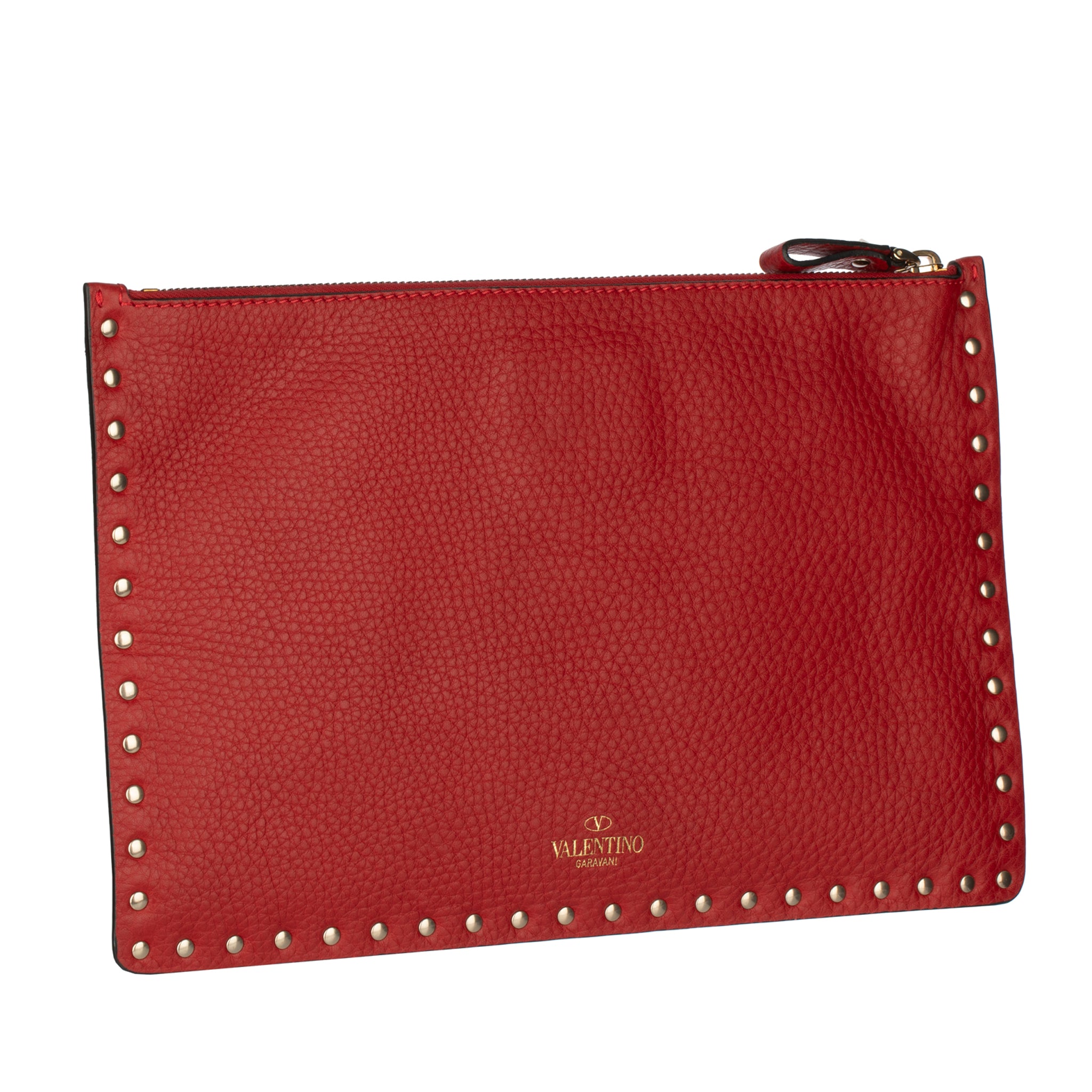 Valentino Red Rockstud Leather Pouch