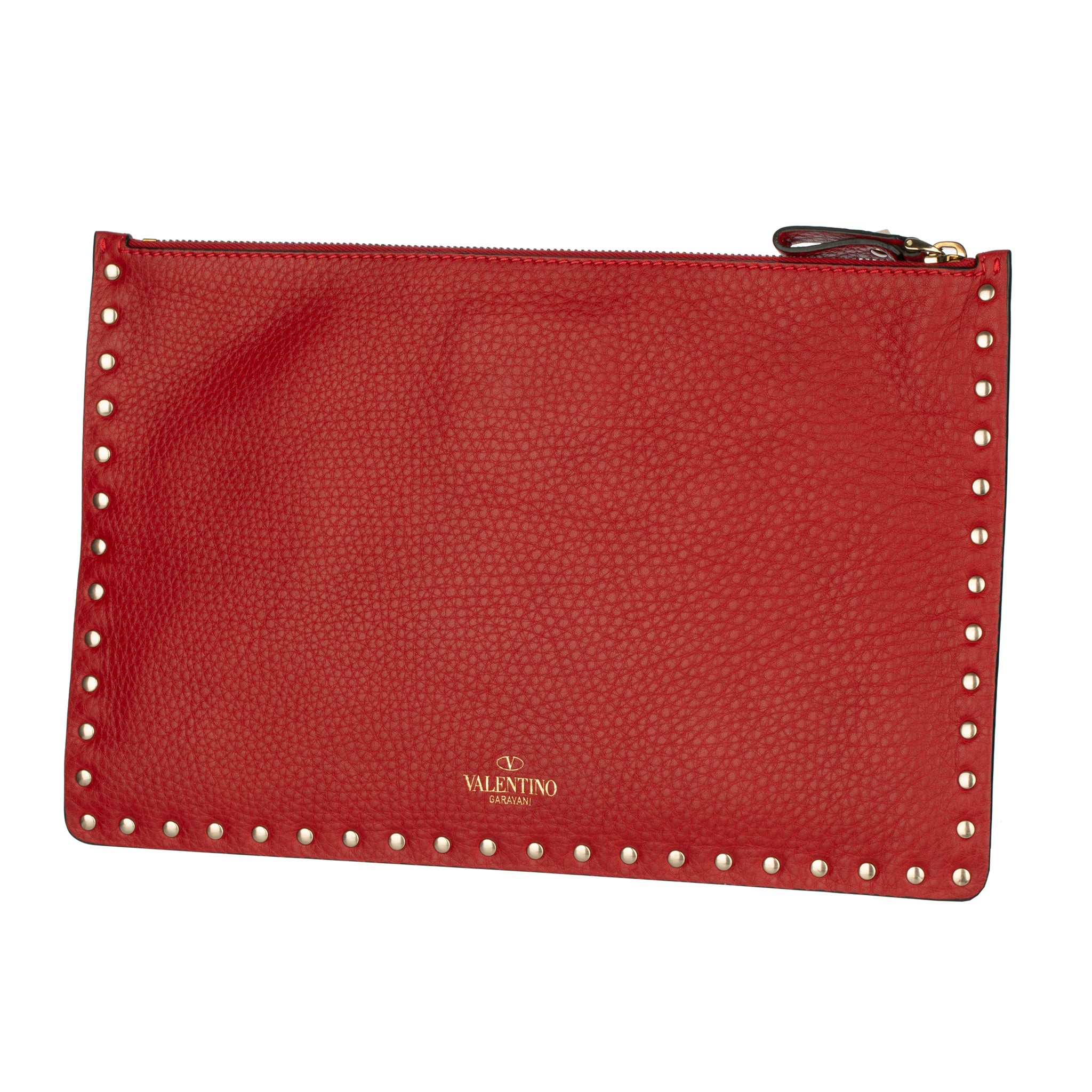 Valentino Red Rockstud Leather Pouch