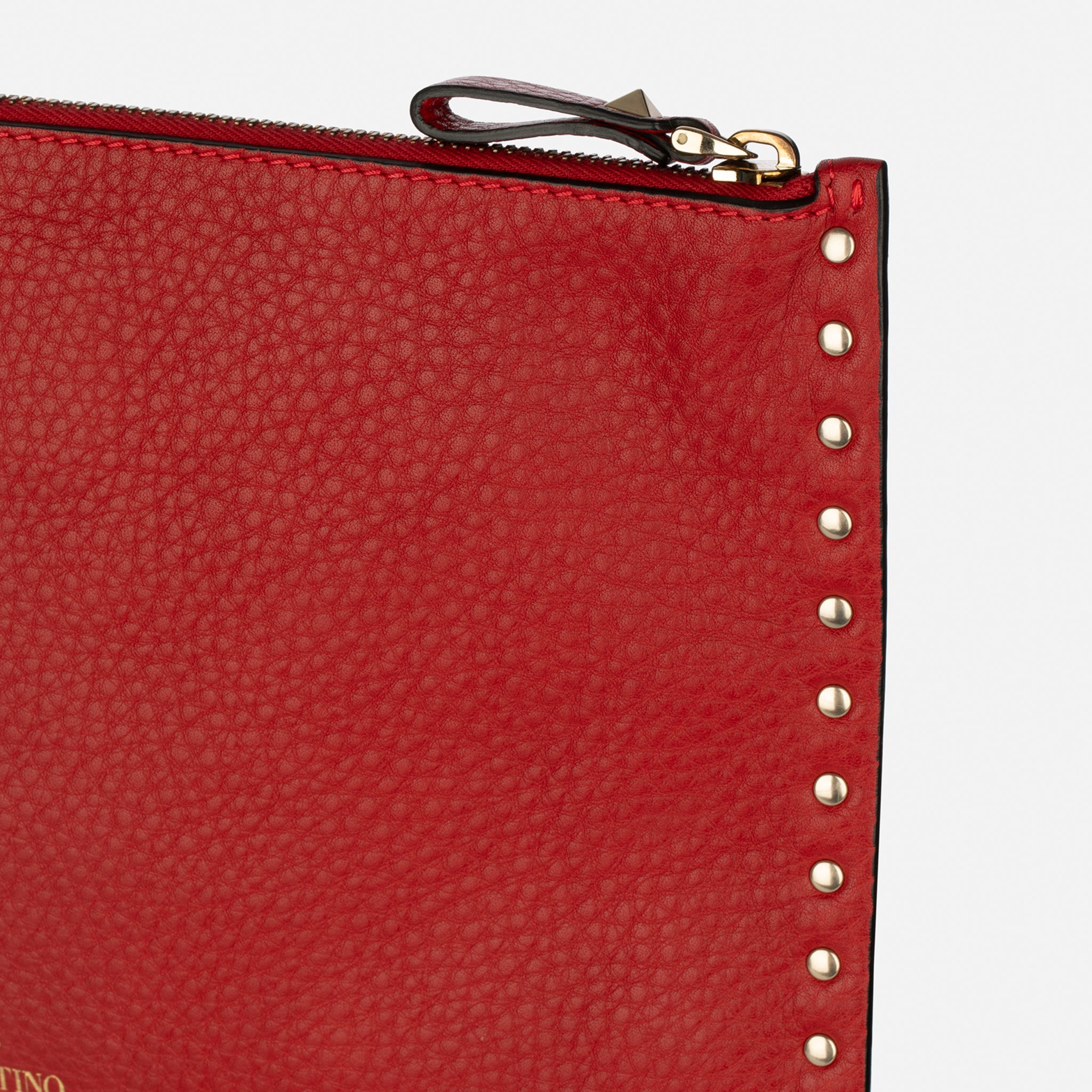 Valentino Red Rockstud Leather Pouch
