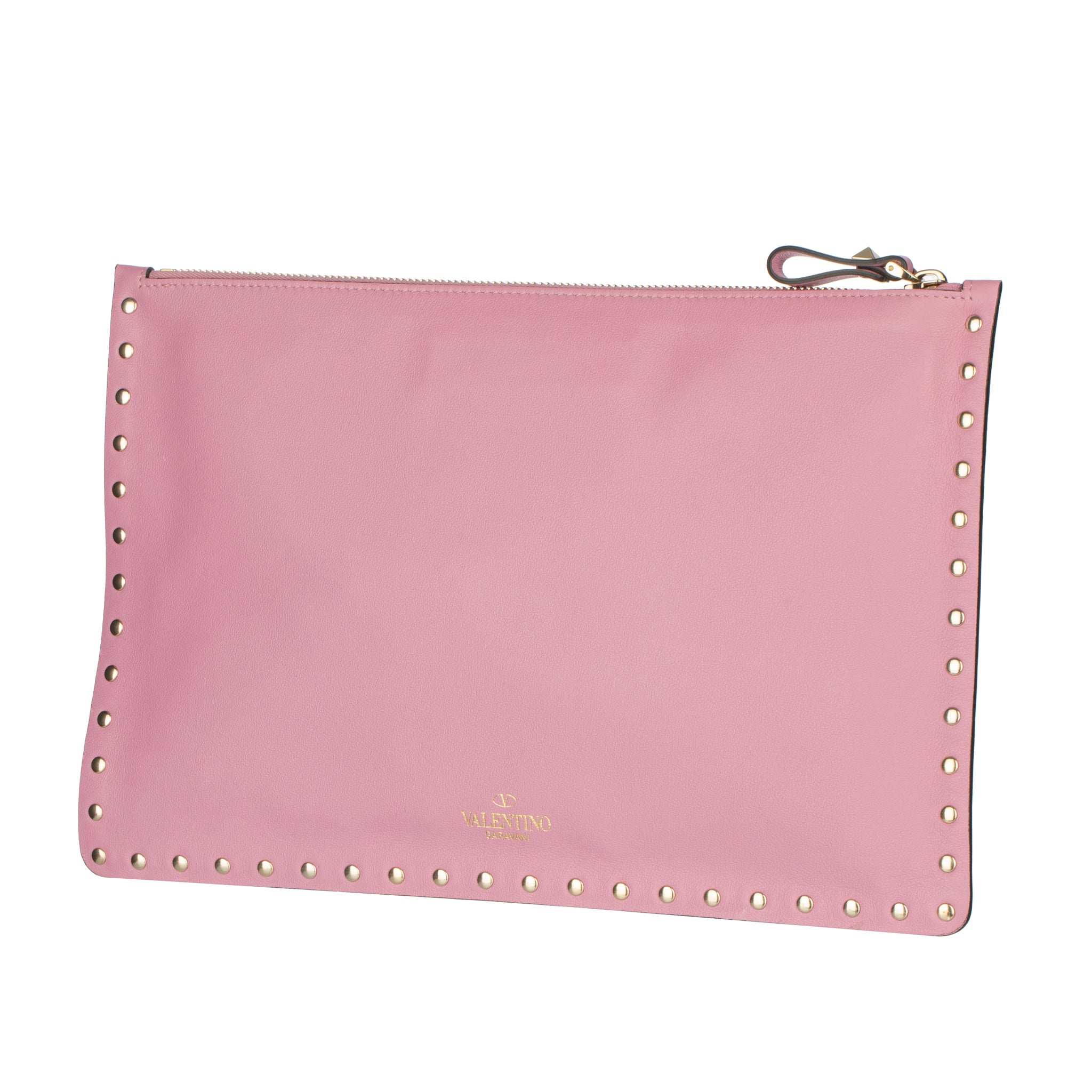 Valentino Mauve Rockstud Leather Pouch