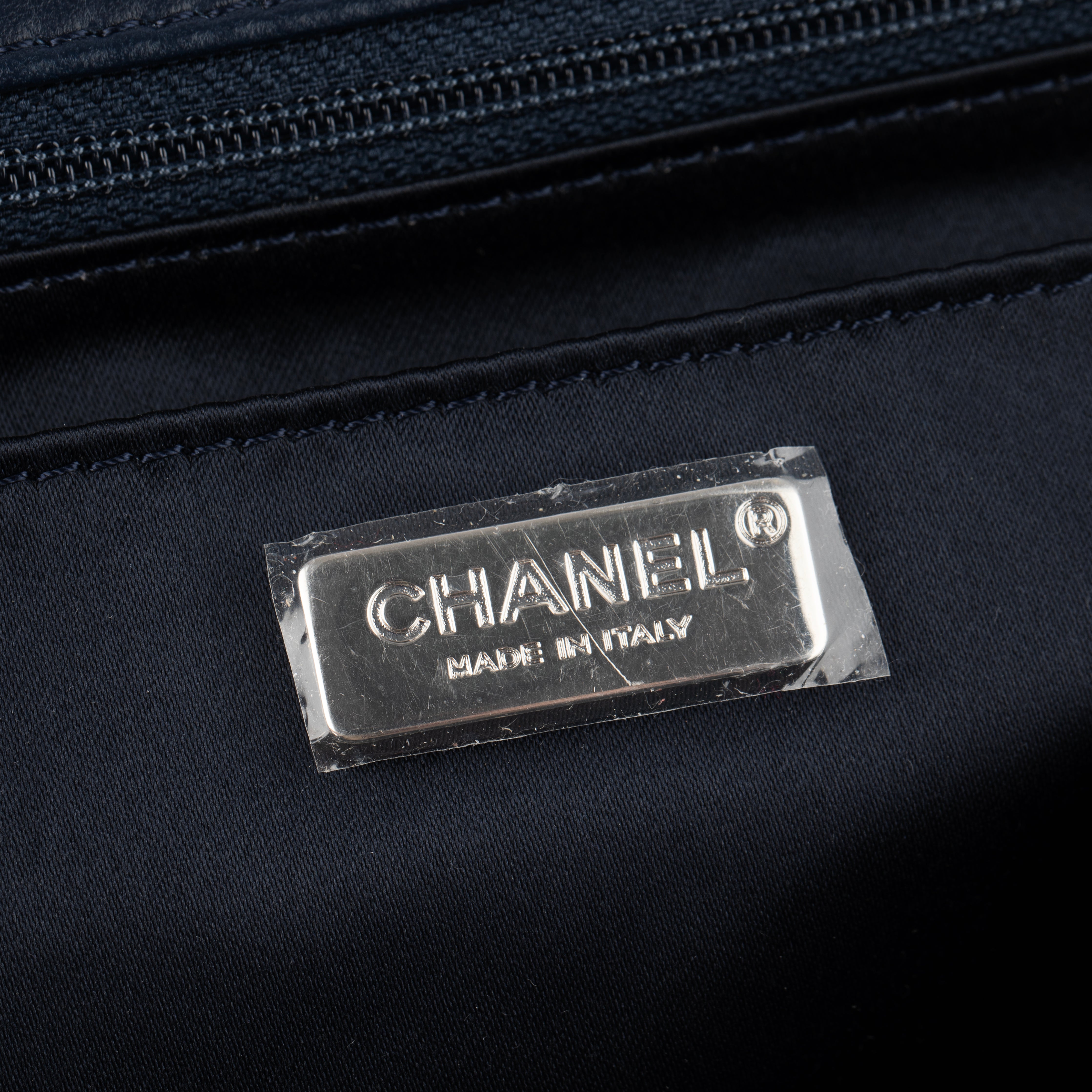 Chanel Medium Classic Single Flap Blue and White CC Sequin Design Silver-tone Hardware