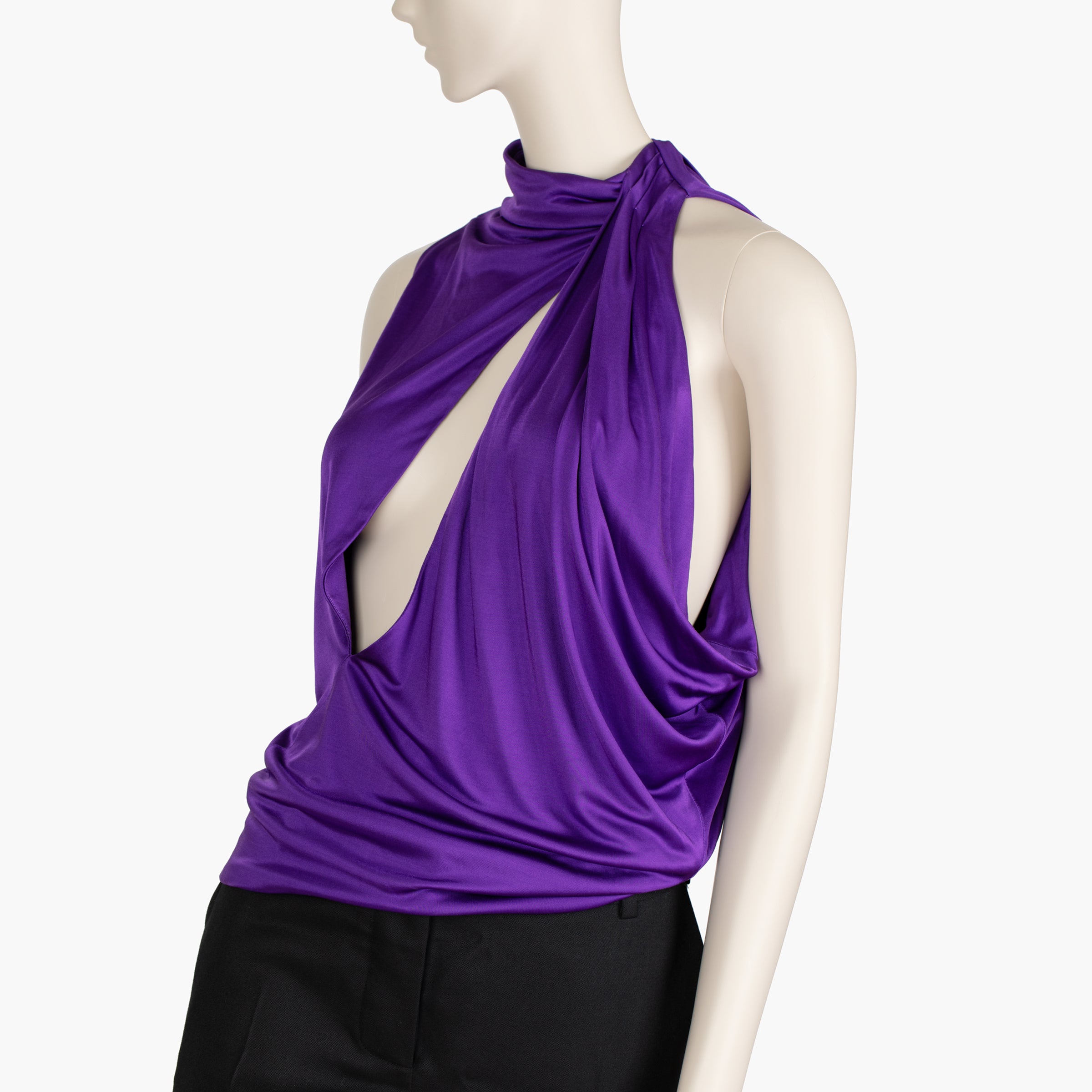 Versace Purple Draped Cut-Out Top - Size 40 IT