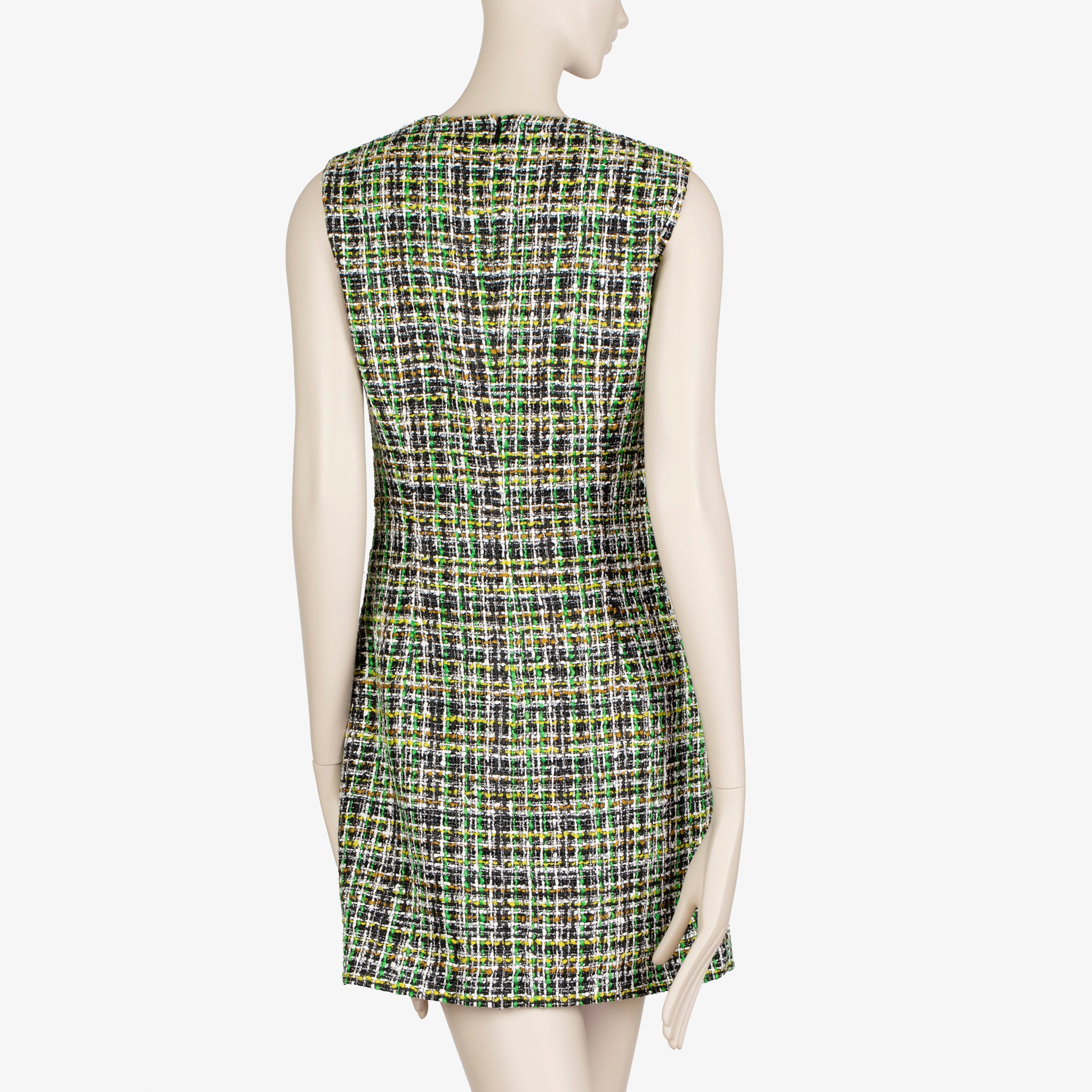 Versace Tweed Mini Dress with Leather Studded Pockets – Size 40 IT