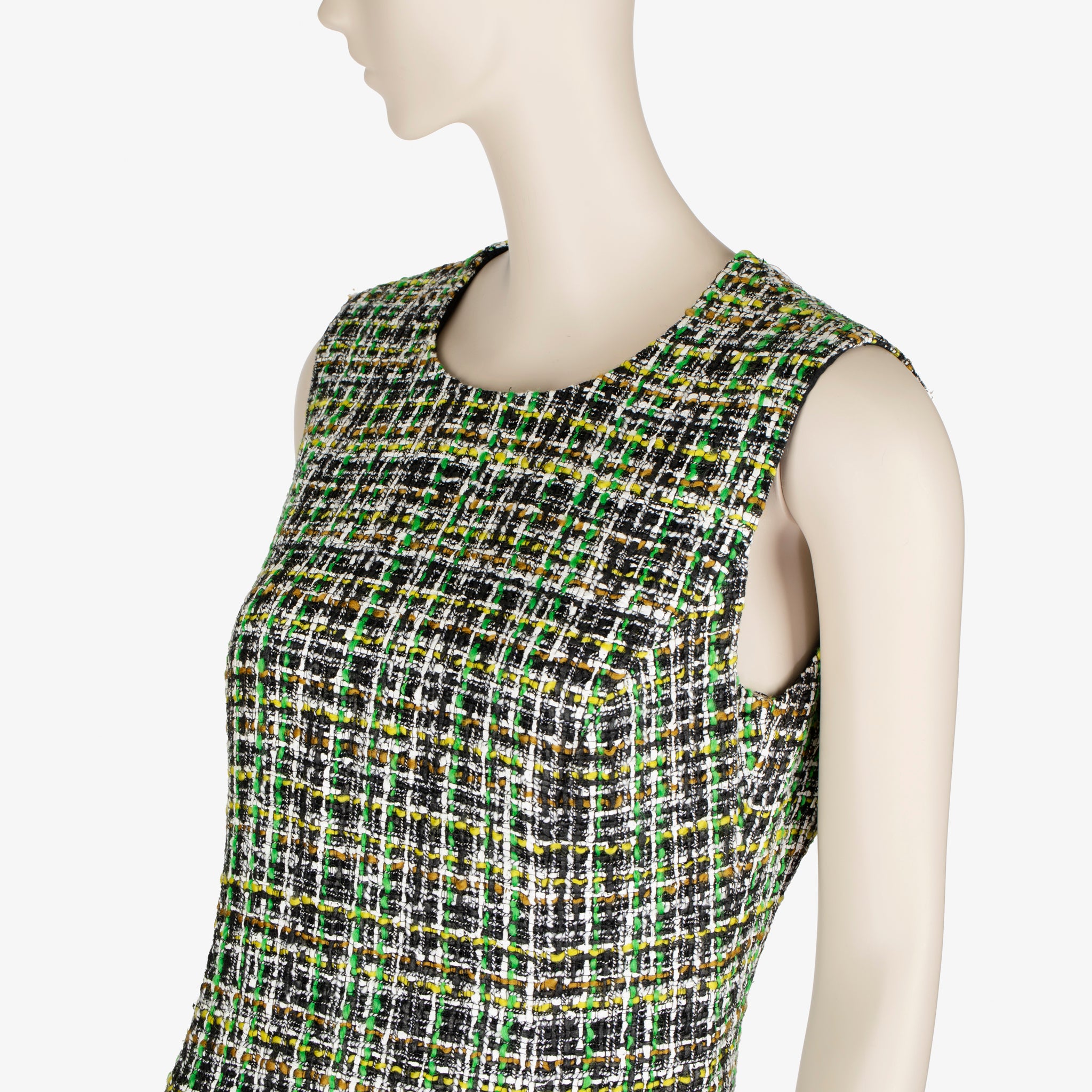 Versace Tweed Mini Dress with Leather Studded Pockets – Size 40 IT