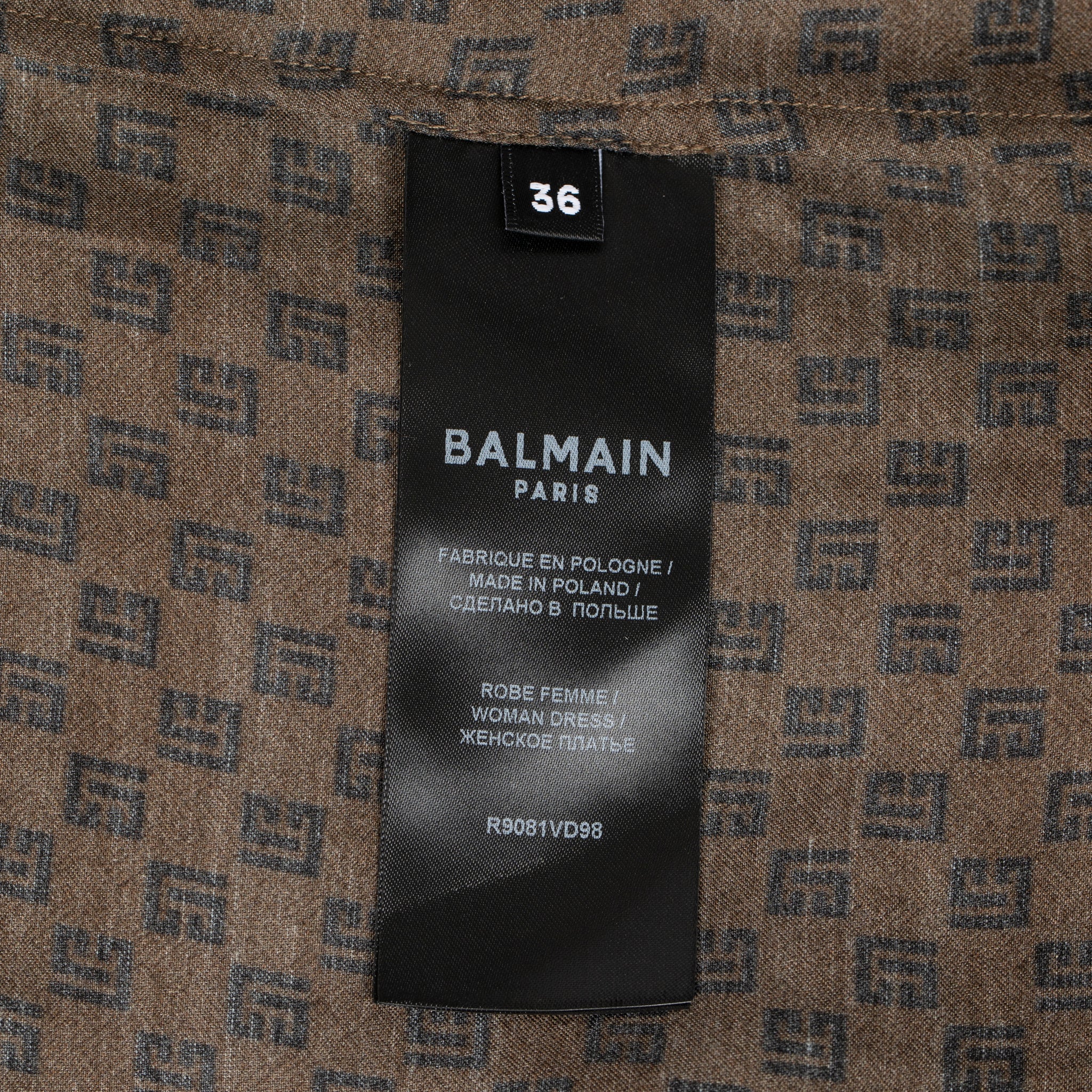 Balmain Brown & Black Monogram Bow Detail Mini Dress - Size 36 FR