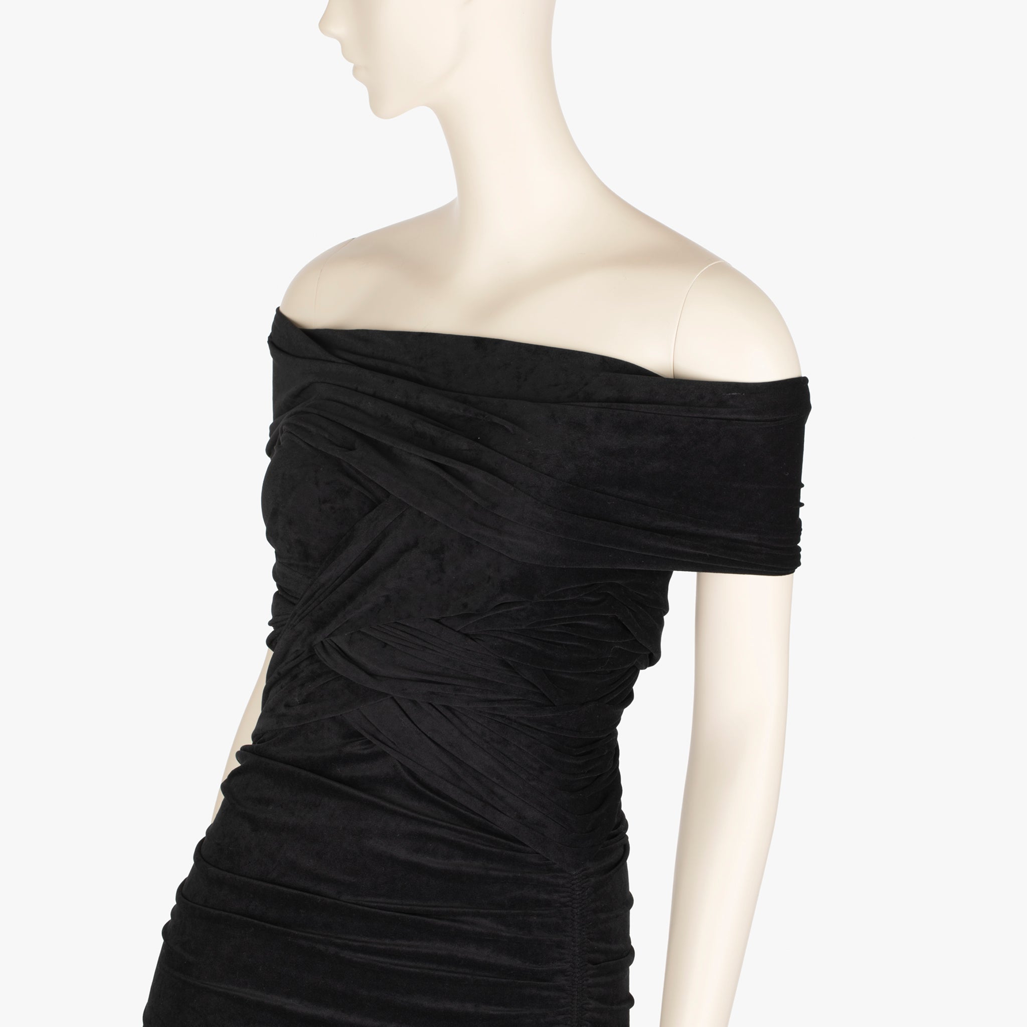 Alexander Wang Off-Shoulder Black Ruched Mini Dress - Size | XS