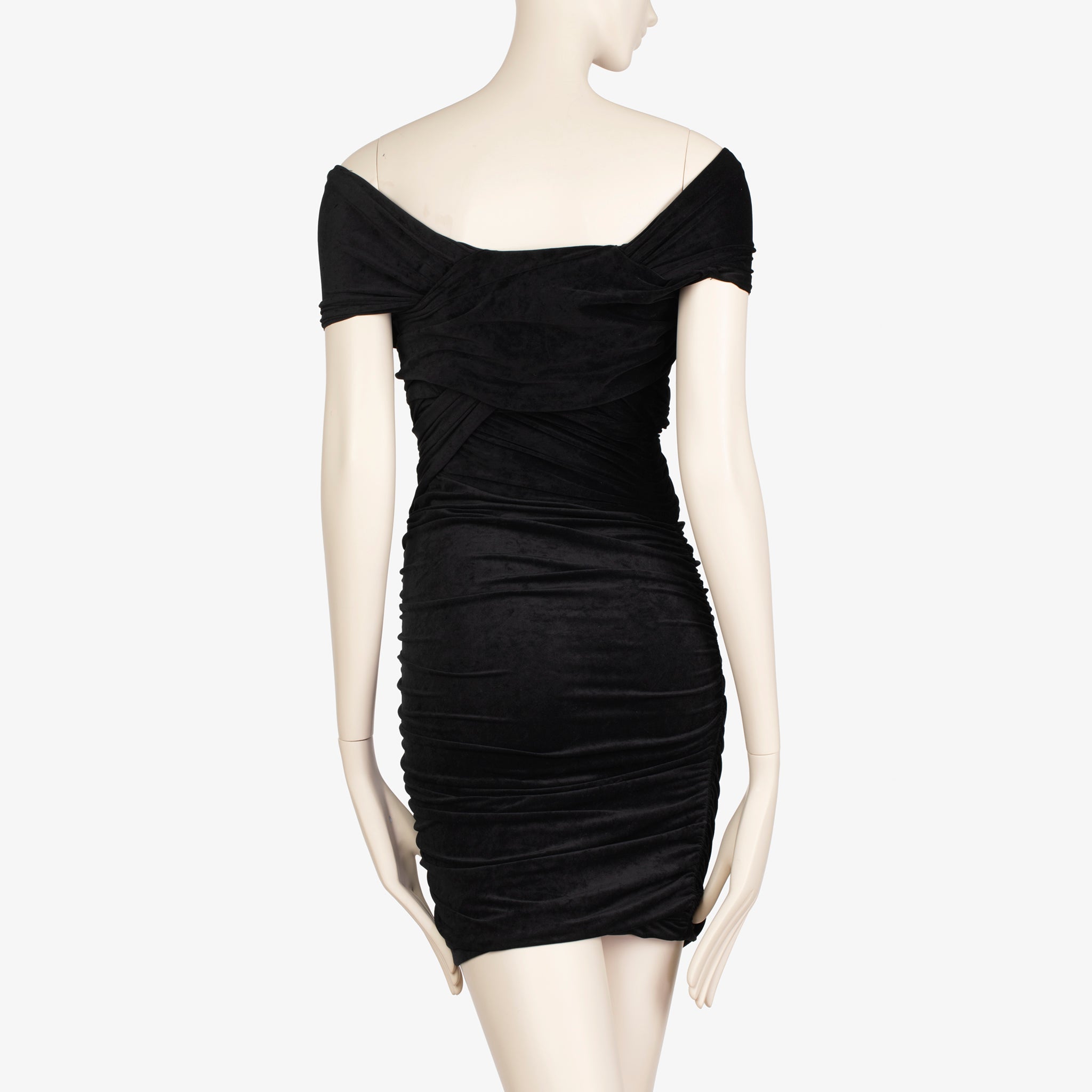 Alexander Wang Off-Shoulder Black Ruched Mini Dress - Size | XS