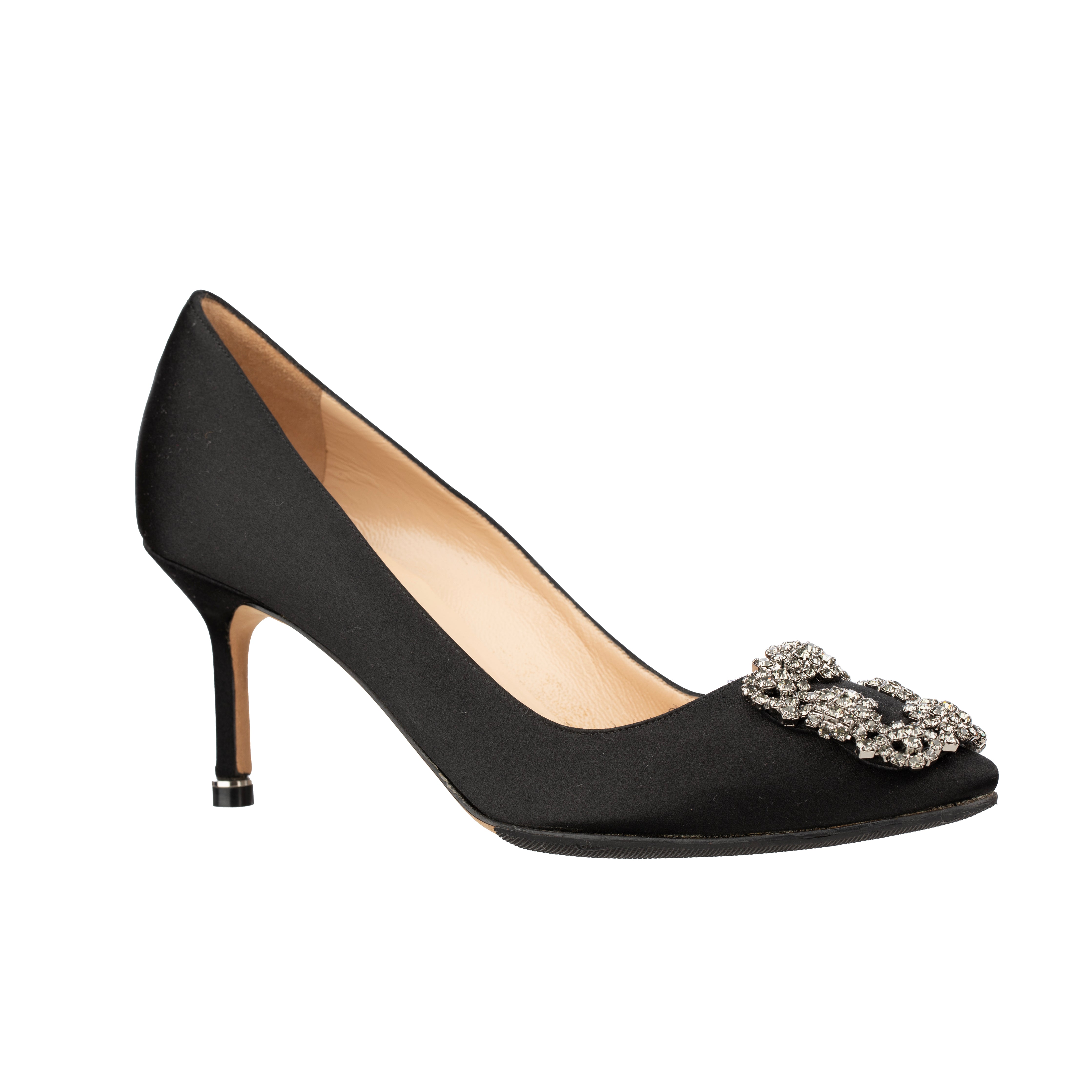 Manolo Blahnik Hangisi 50 Black Satin Heels - Size | 35.5 IT