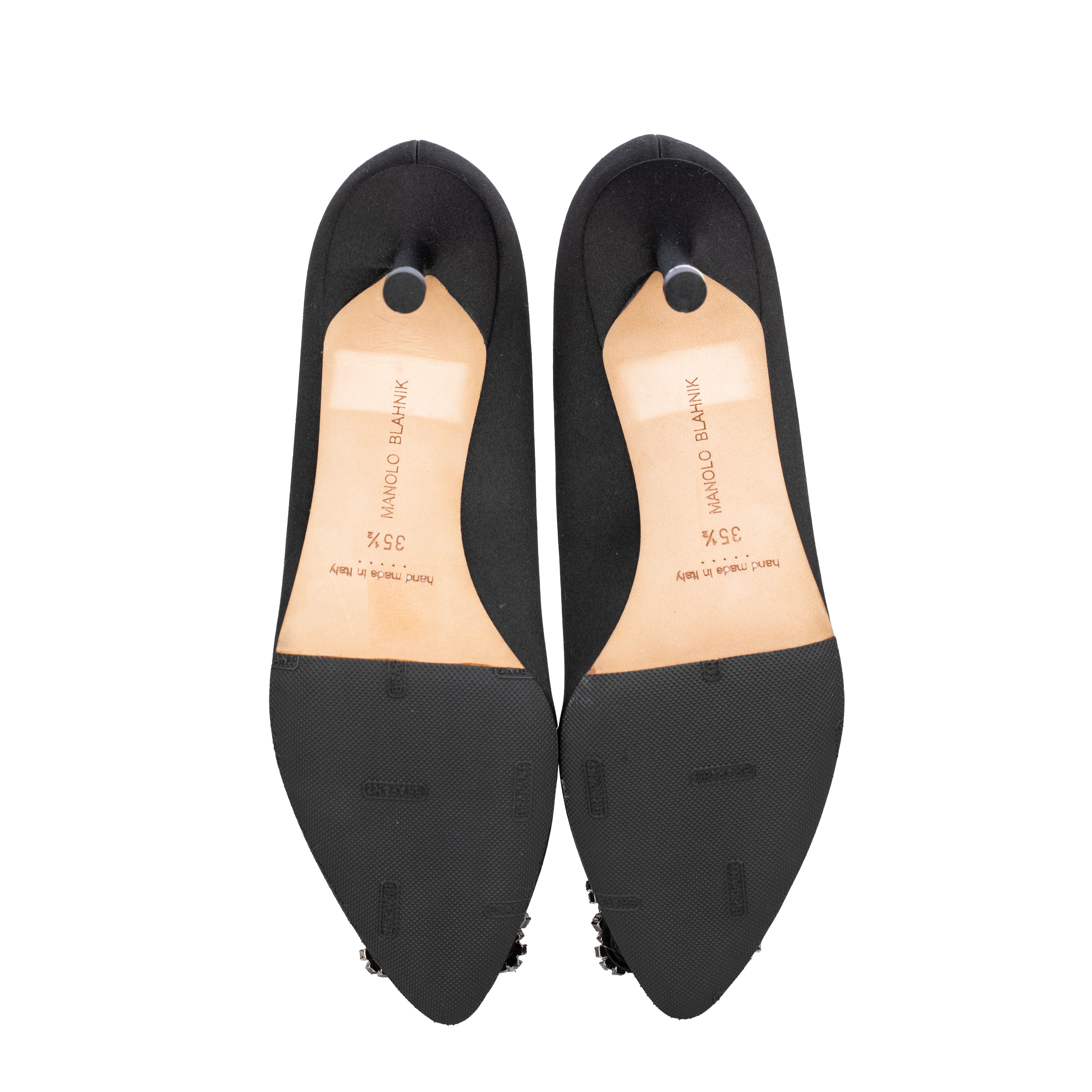 Manolo Blahnik Hangisi 50 Black Satin Heels - Size | 35.5 IT
