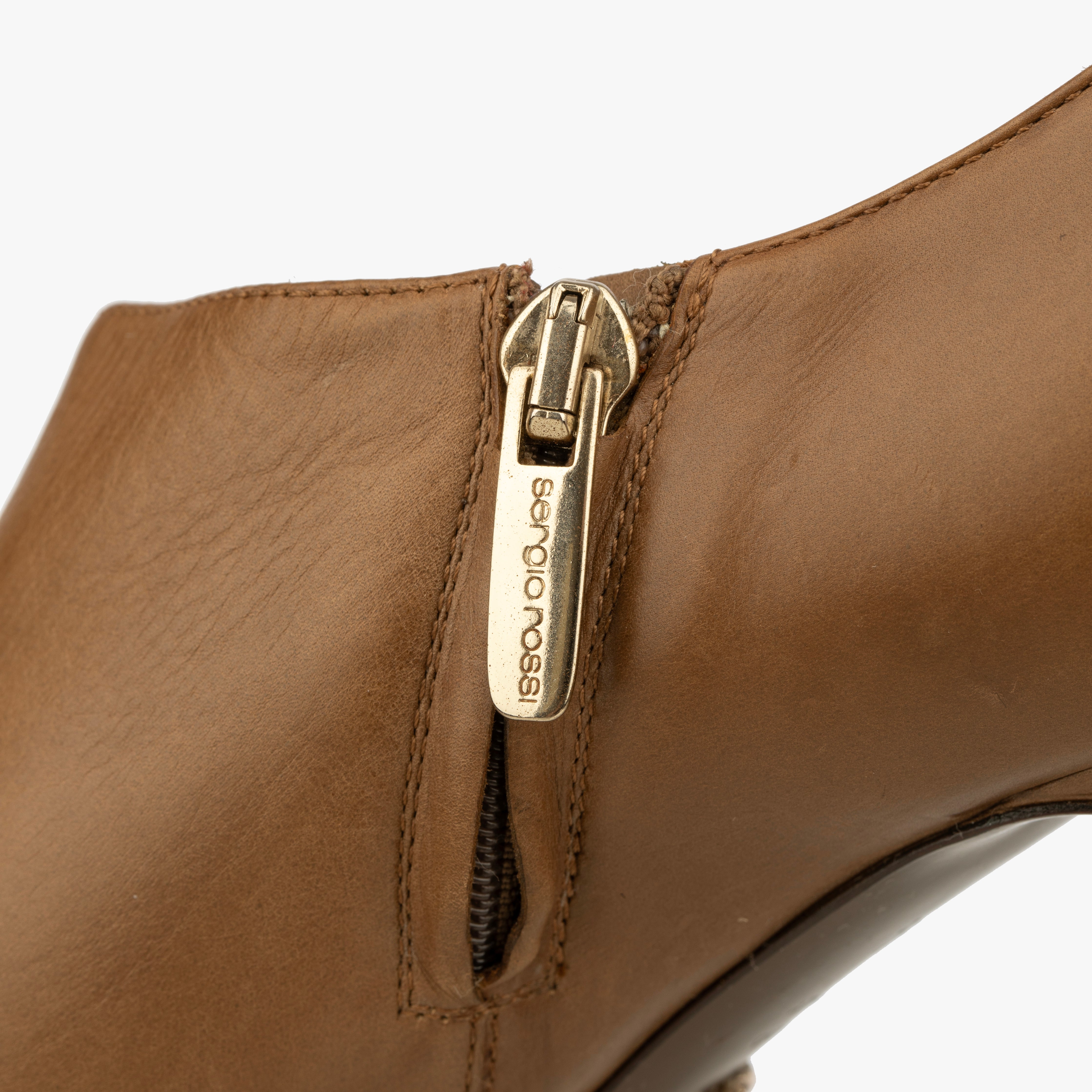 Sergio Rossi Brown Leather Low Profile Ankle Boots - Size | 36.5 IT