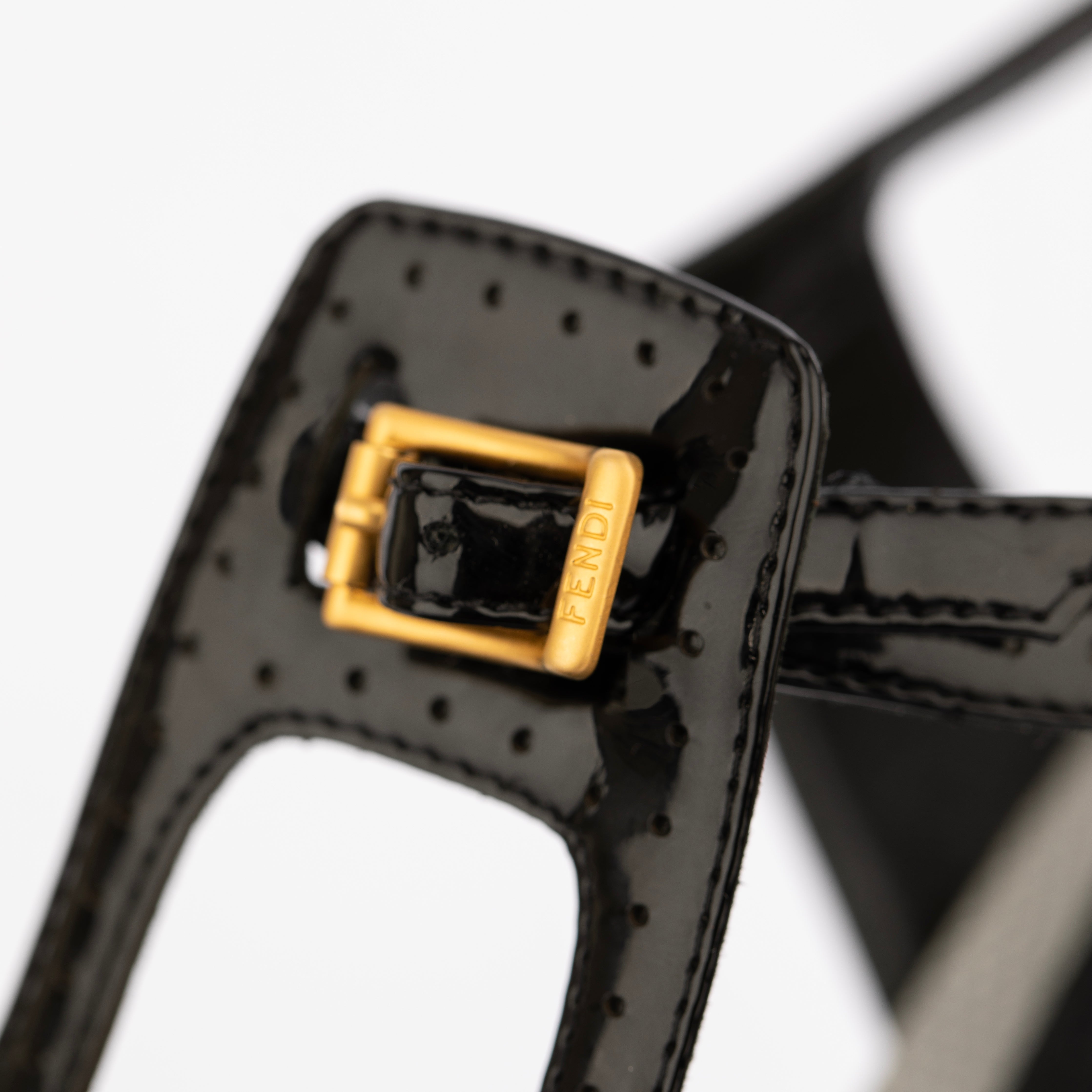 Fendi Slingback Black Patent Leather Sandals - Size | 38.5 IT