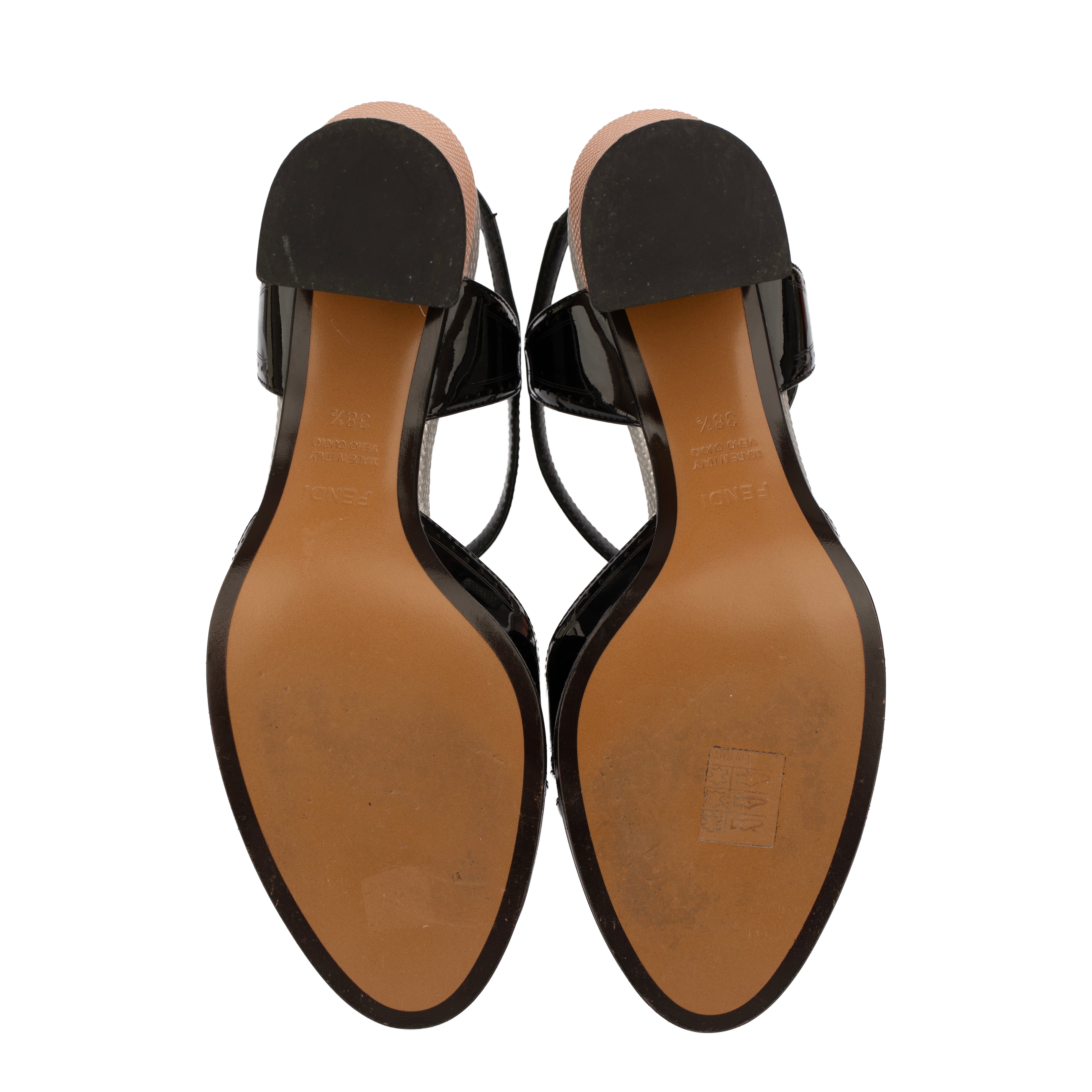 Fendi Slingback Black Patent Leather Sandals - Size | 38.5 IT