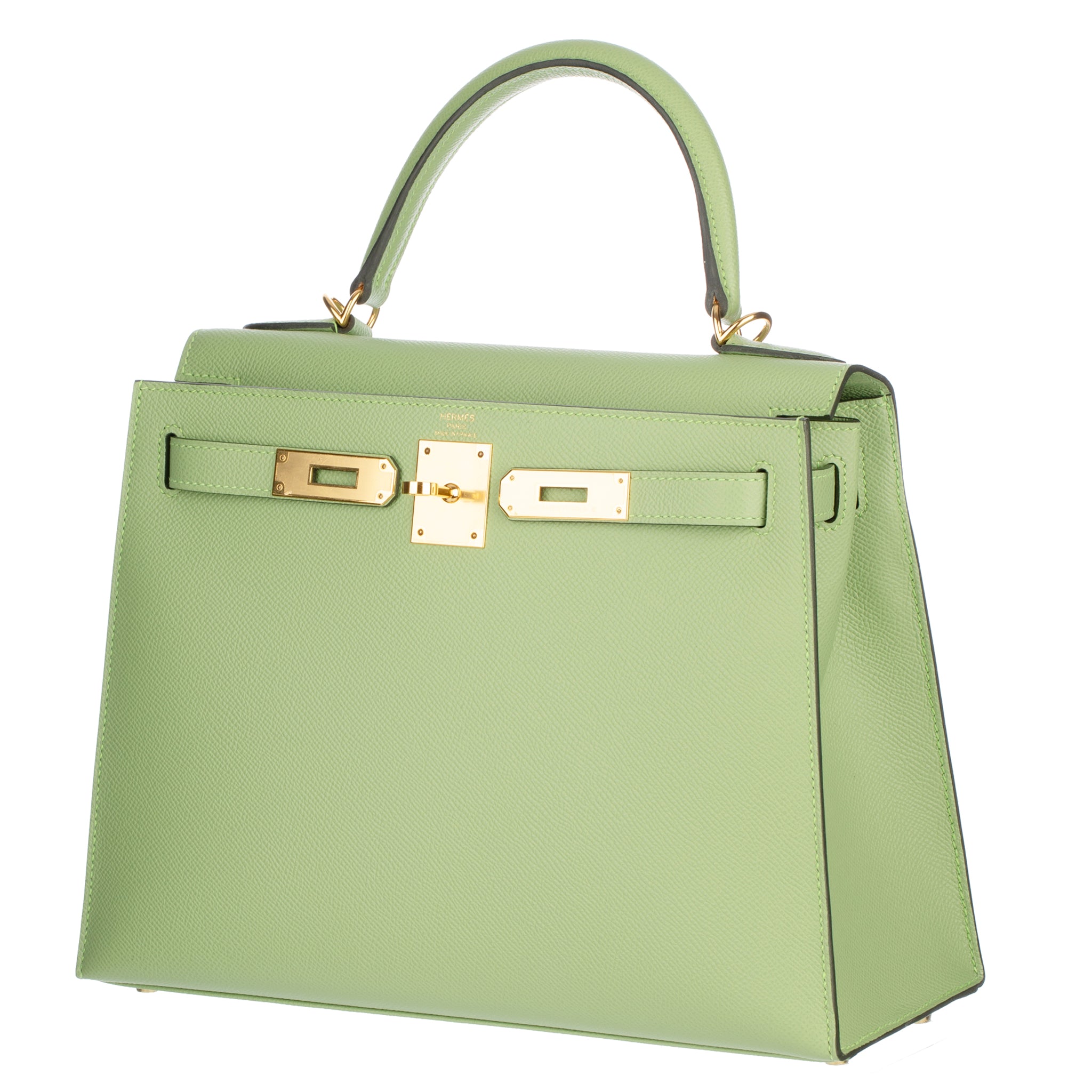 Hermes Kelly 28cm Vert Criquet Epsom Leather Gold Hardware