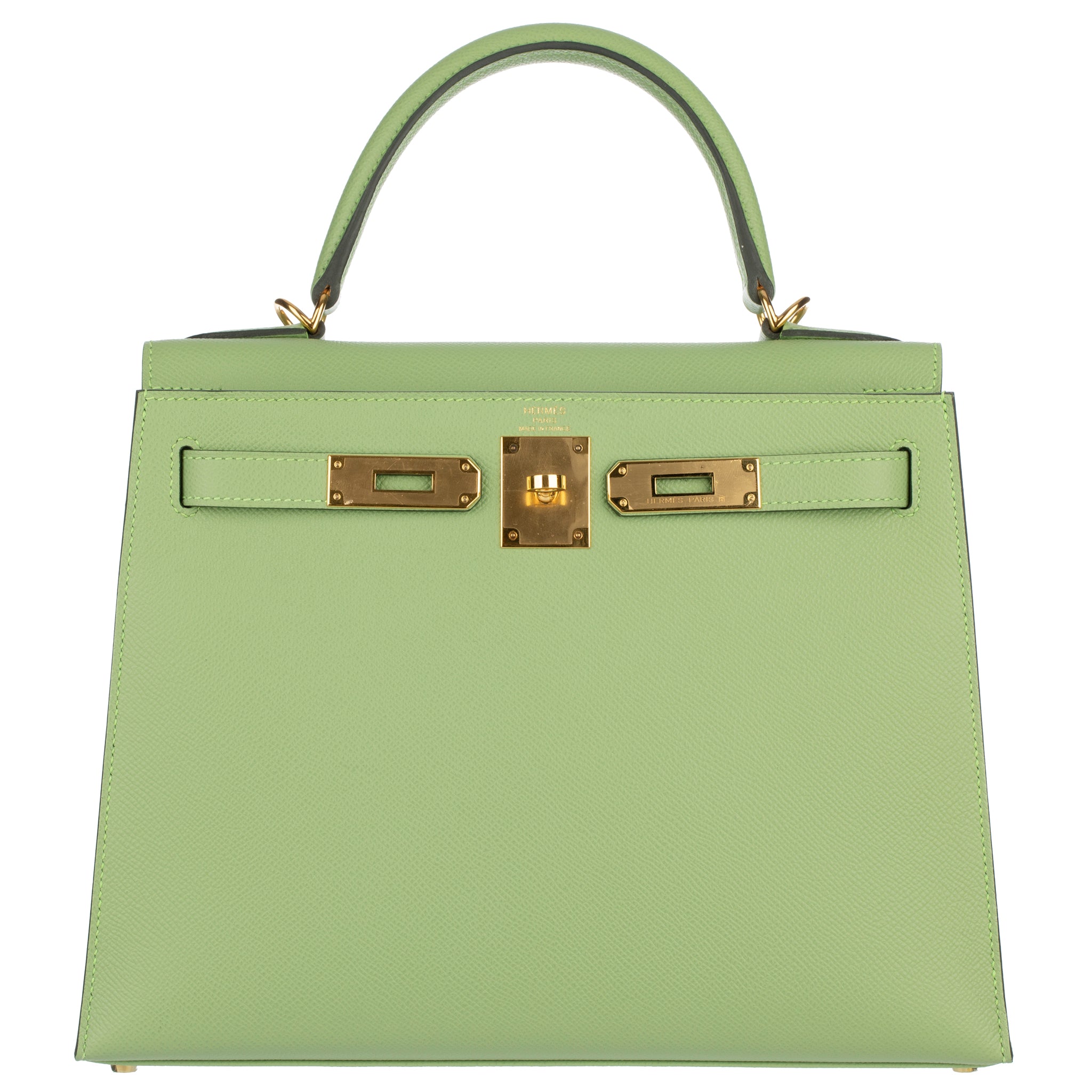 Hermes Kelly 28cm Vert Criquet Epsom Leather Gold Hardware