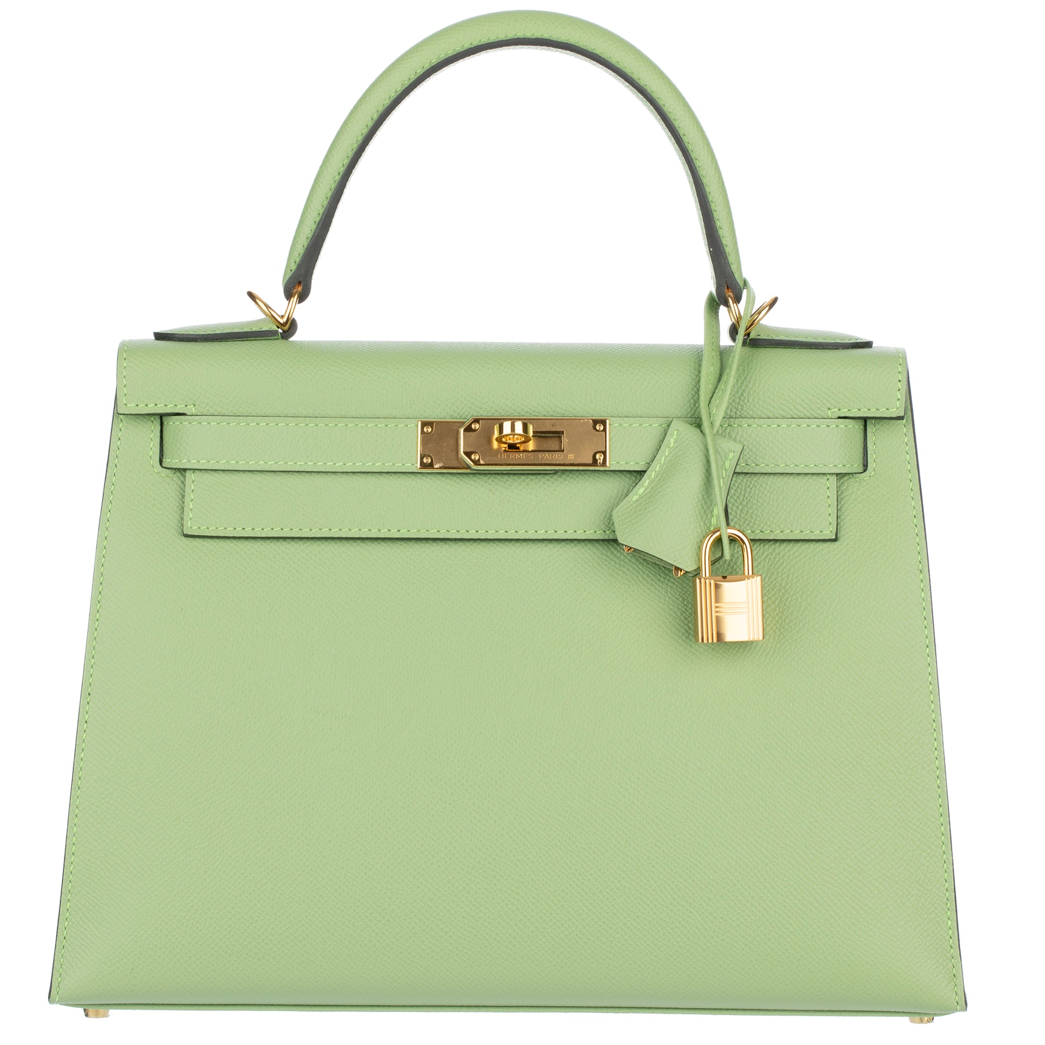 Hermes Kelly 28cm Vert Criquet Epsom Leather Gold Hardware