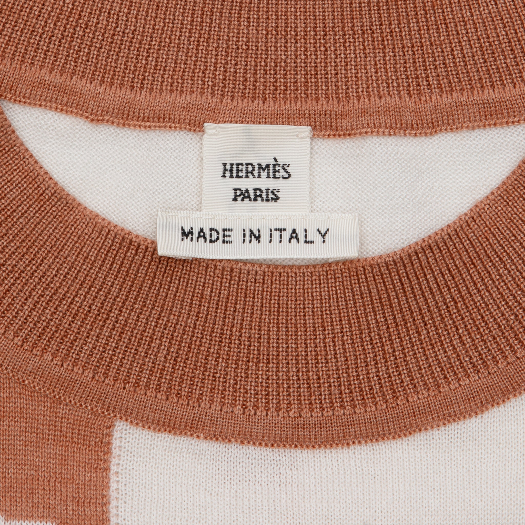 Hermes Knit Top Ivory & Terracotta 36 FR