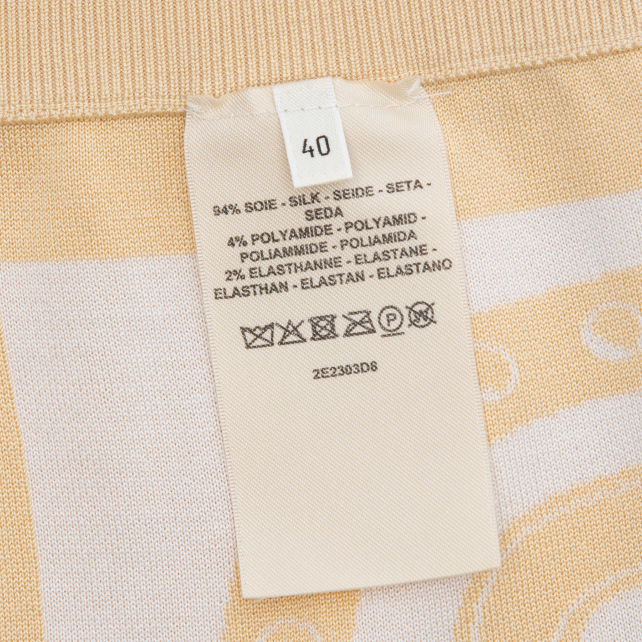 Hermes Long Skirt Knit Ivory & Beige 40 FR