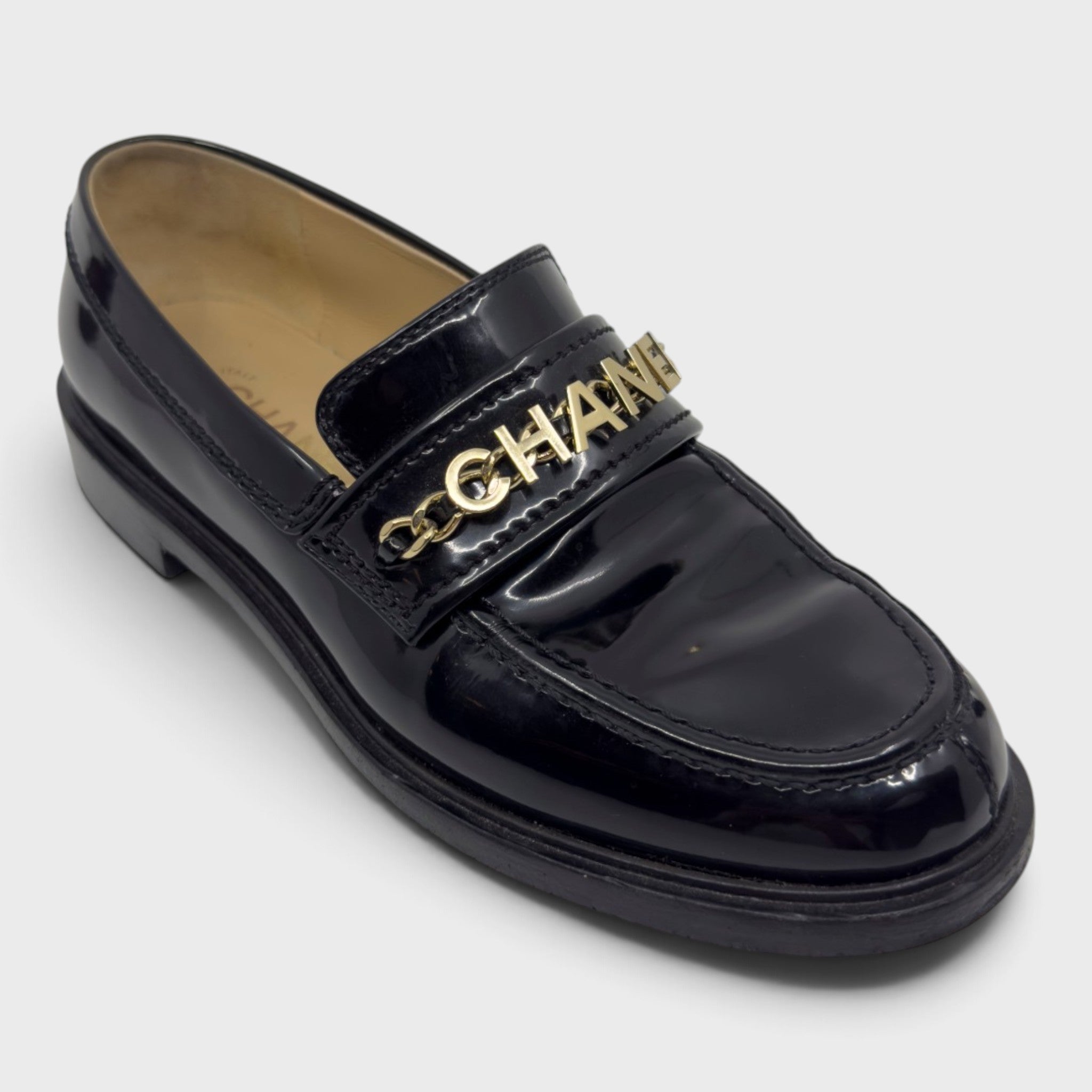 Chanel Patent Leather Loafer | Size 37.5
