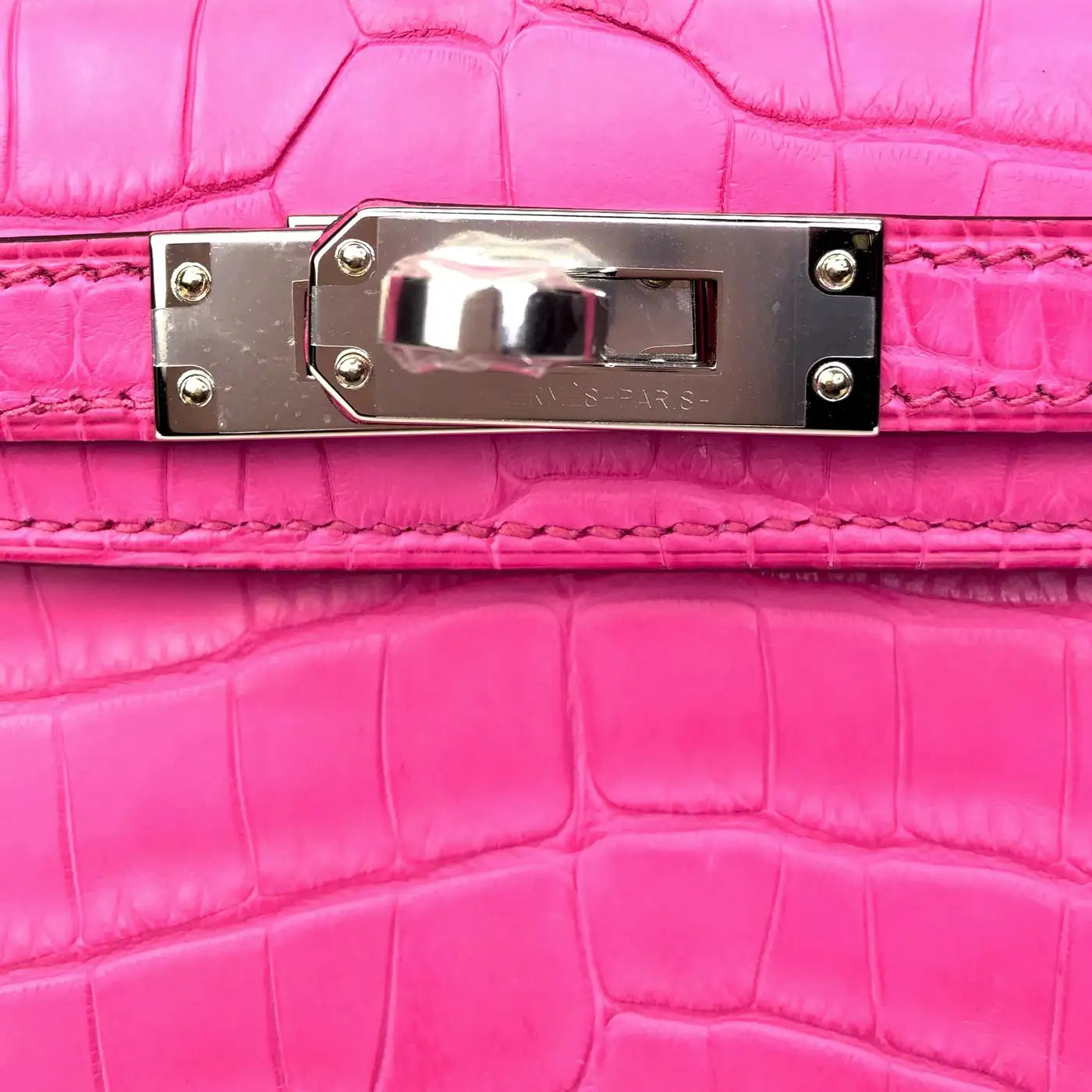 Hermes Mini Kelly II Rose Shocking Matte Alligator Palladium Hardware