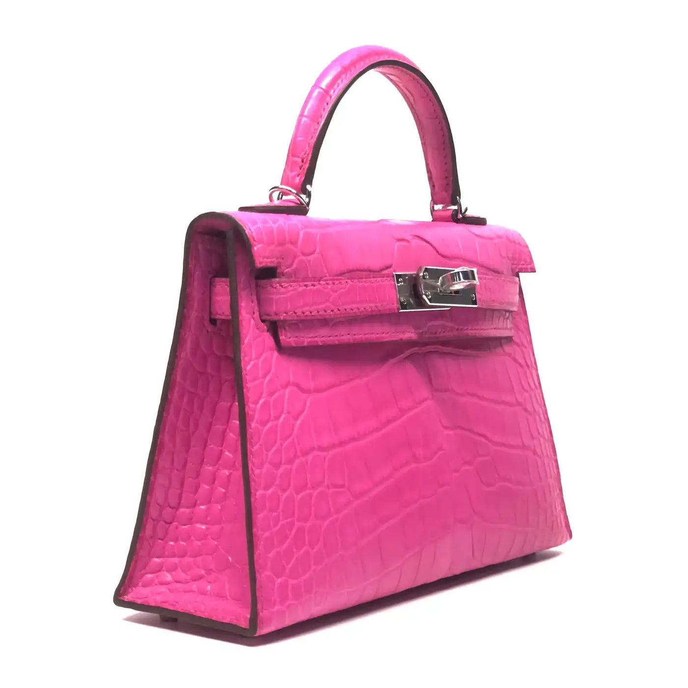 Hermes Mini Kelly II Rose Shocking Matte Alligator Palladium Hardware
