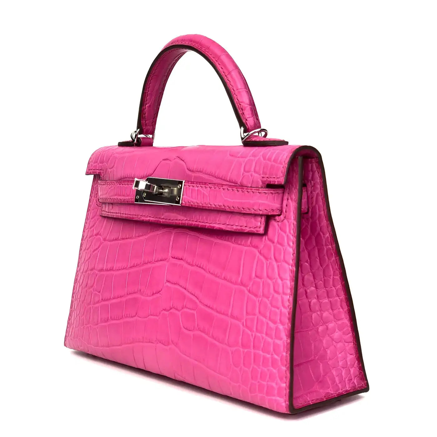 Hermes Mini Kelly II Rose Shocking Matte Alligator Palladium Hardware