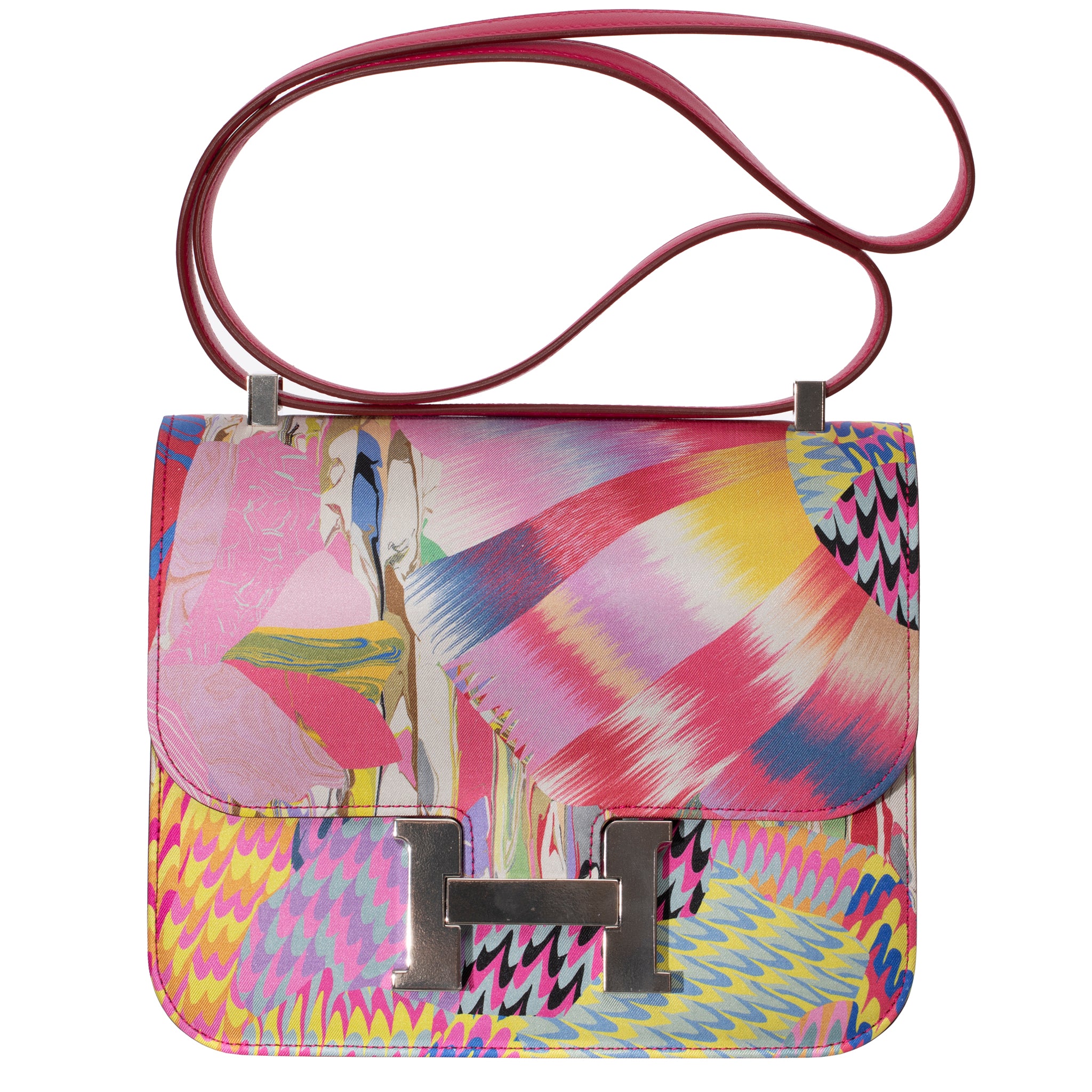 Hermes Constance 24cm Limited Edition Marble Silk & Swift Leather Palladium Hardware