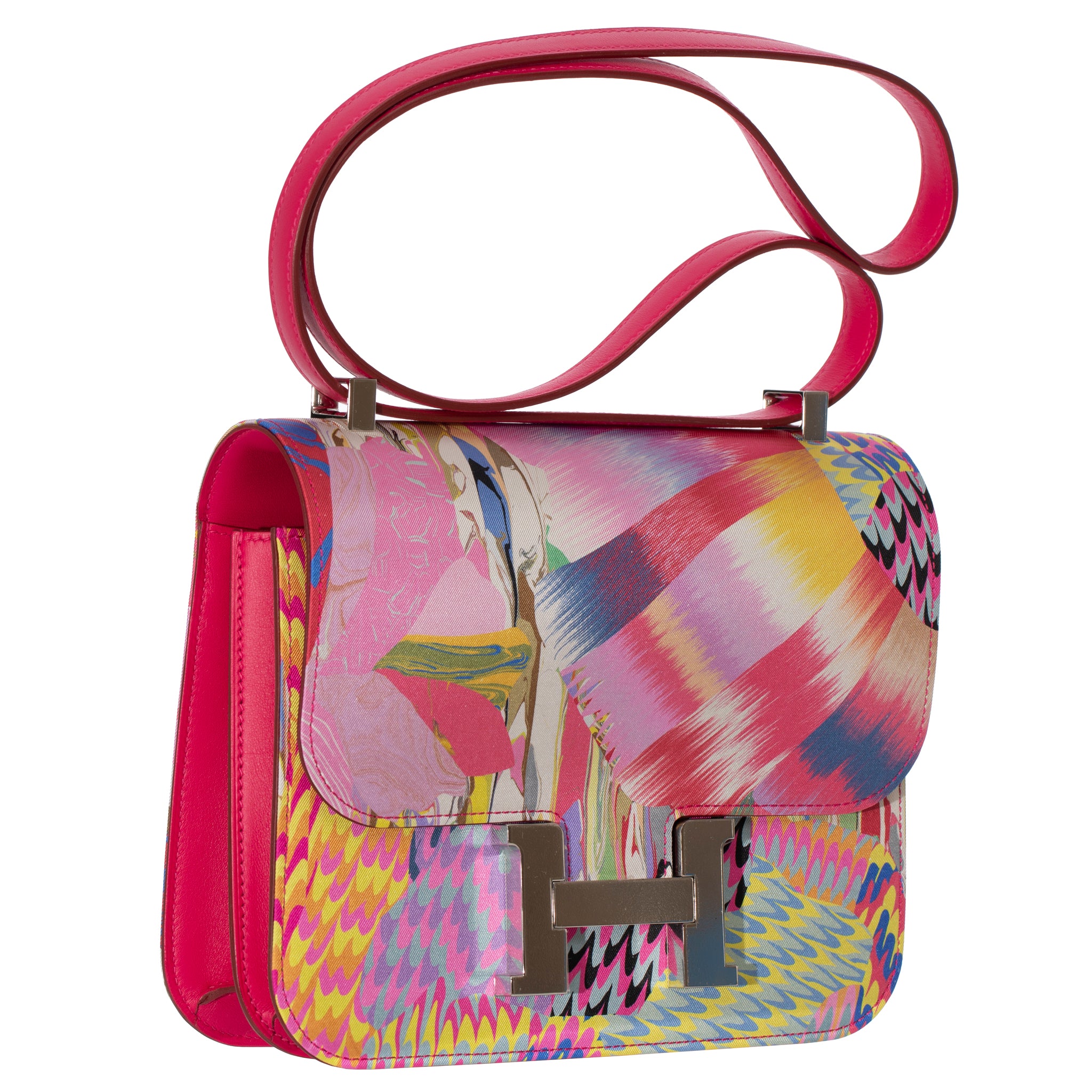 Hermes Constance 24cm Limited Edition Marble Silk & Swift Leather Palladium Hardware