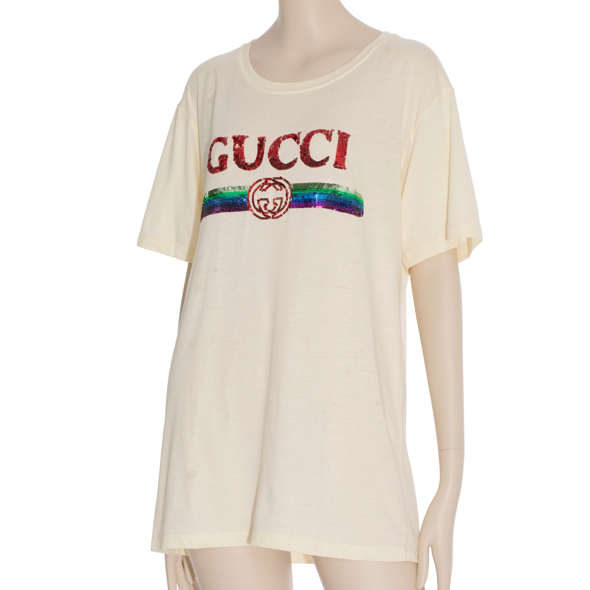 Gucci Unisex Oversized T-Shirt With Gucci Sequin Logo Small