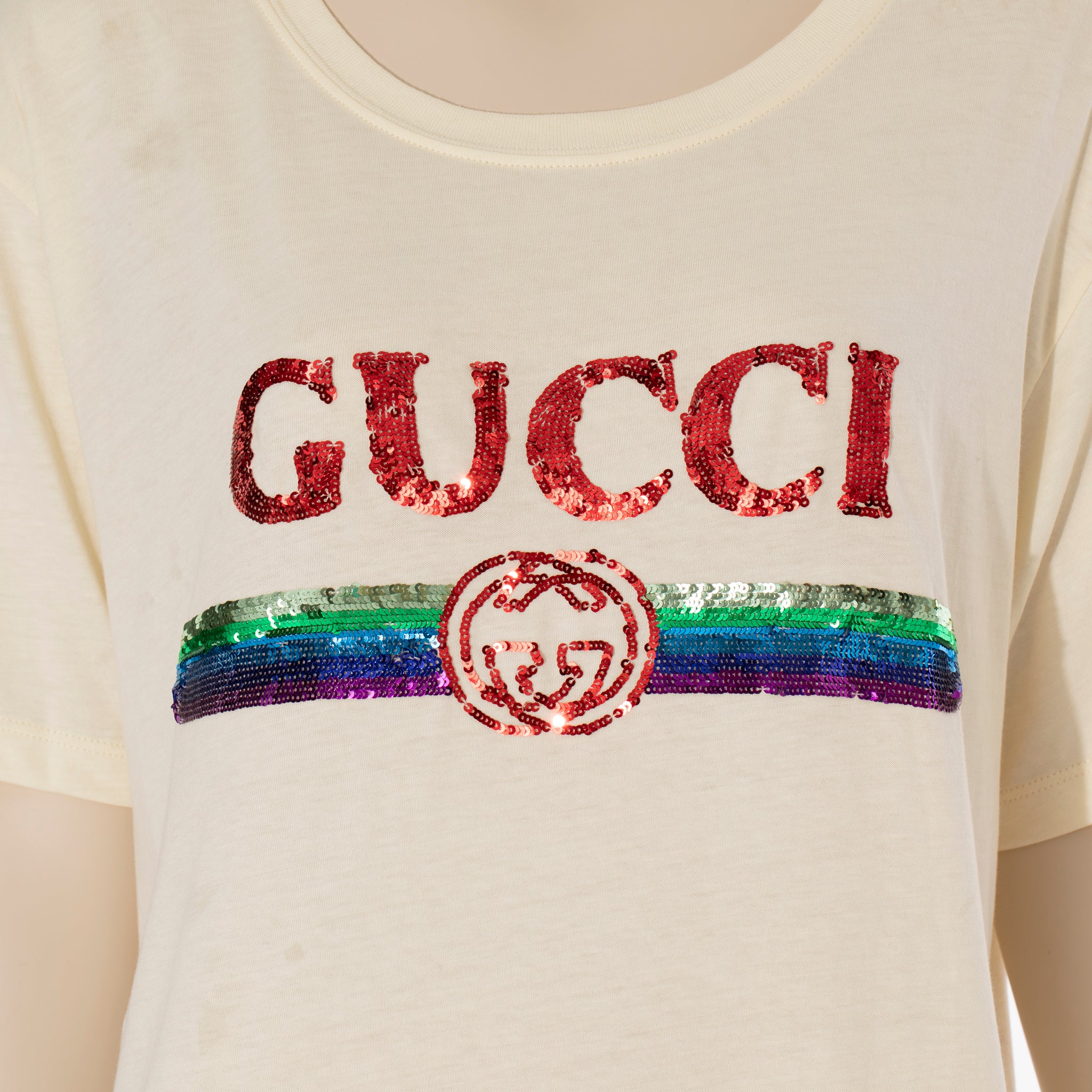 Gucci Unisex Oversized T-Shirt With Gucci Sequin Logo Small