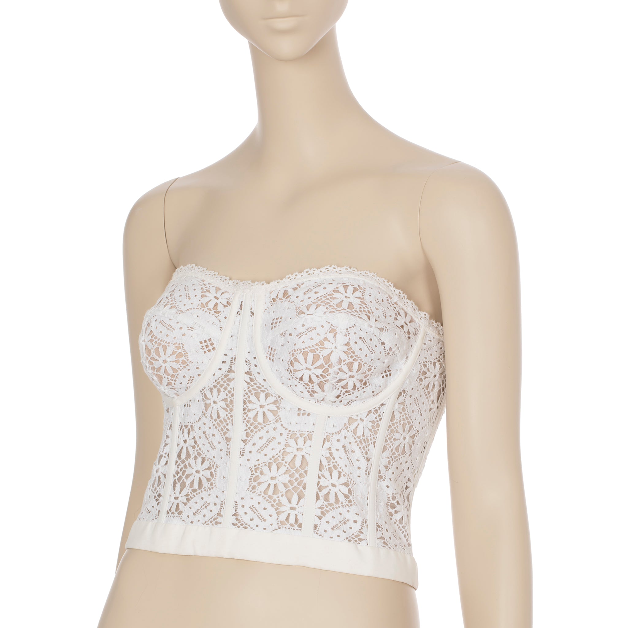 Alexander McQueen White Sarabande Lace Bustier 42 IT