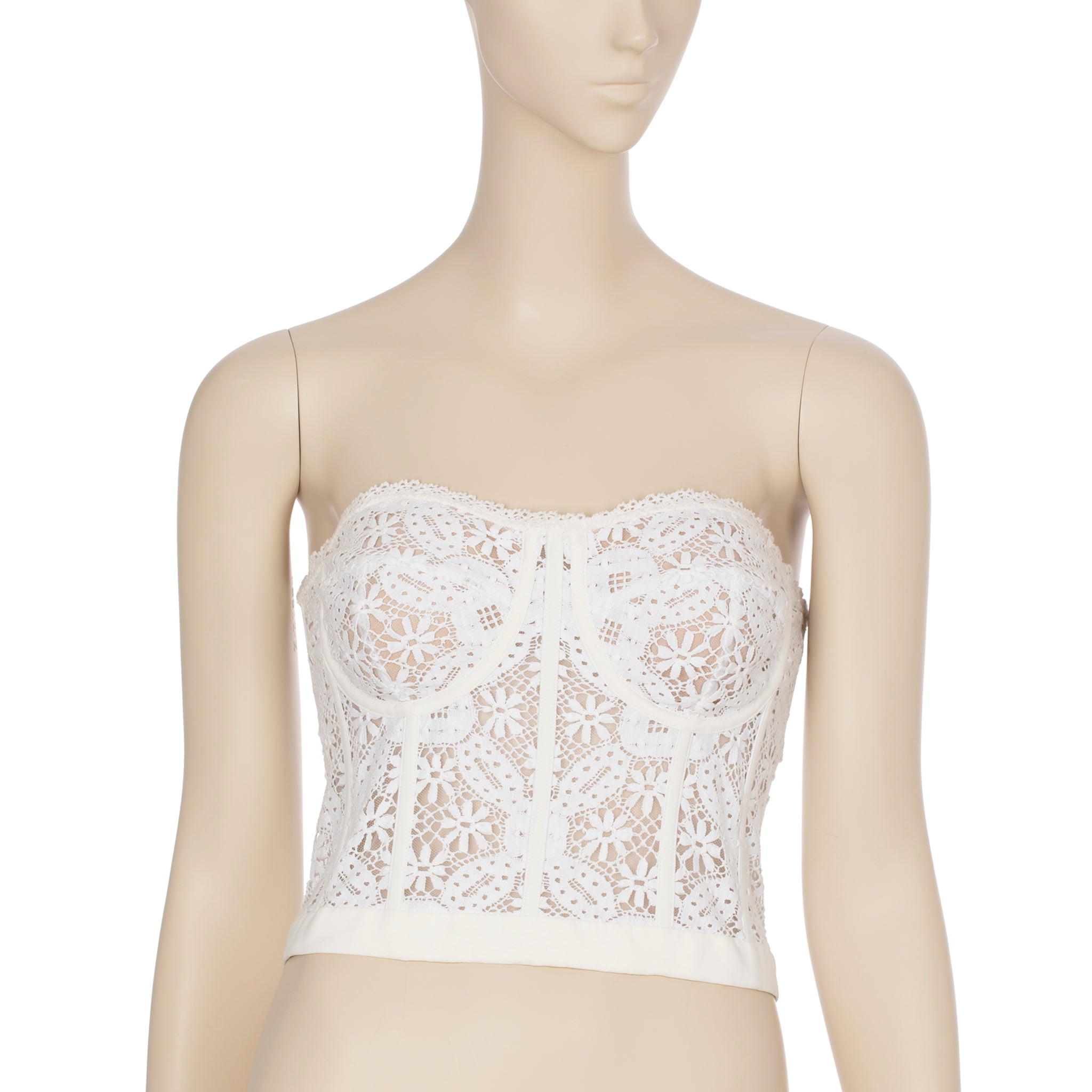 Alexander McQueen White Sarabande Lace Bustier 42 IT