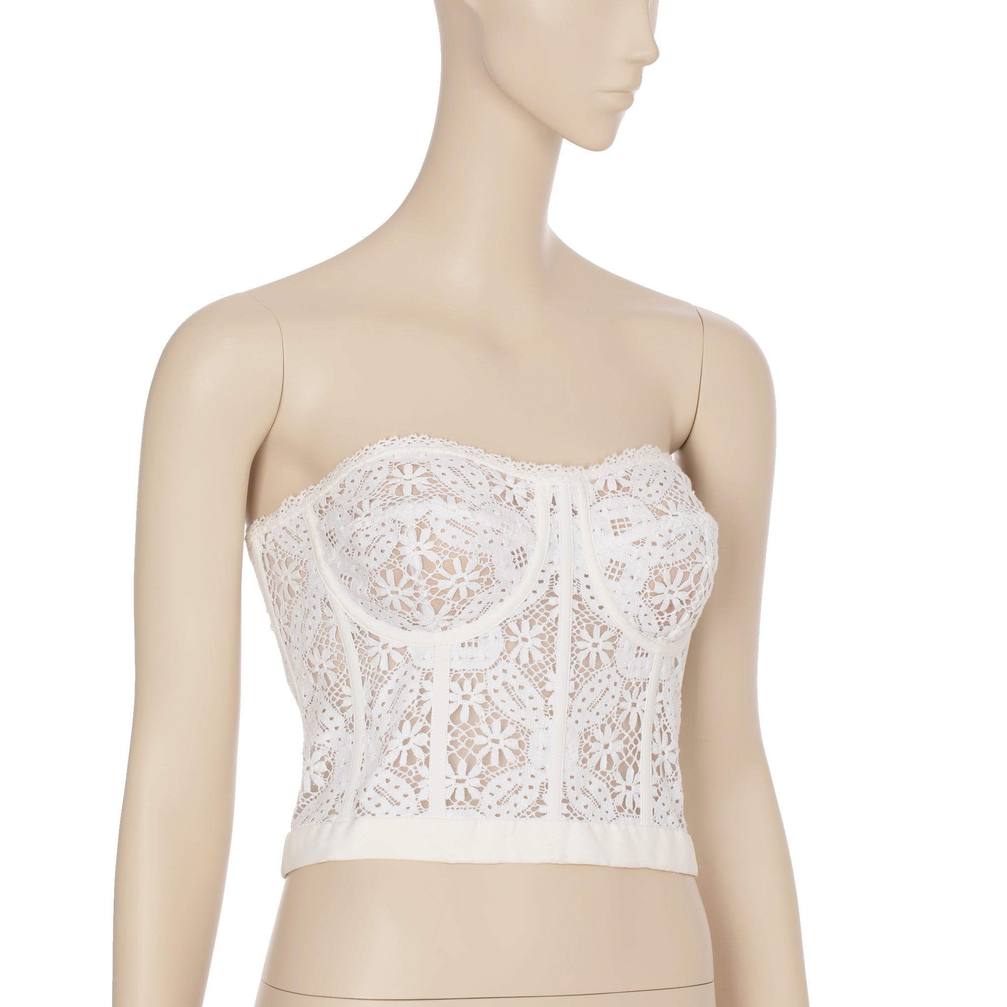 Alexander McQueen White Sarabande Lace Bustier 42 IT
